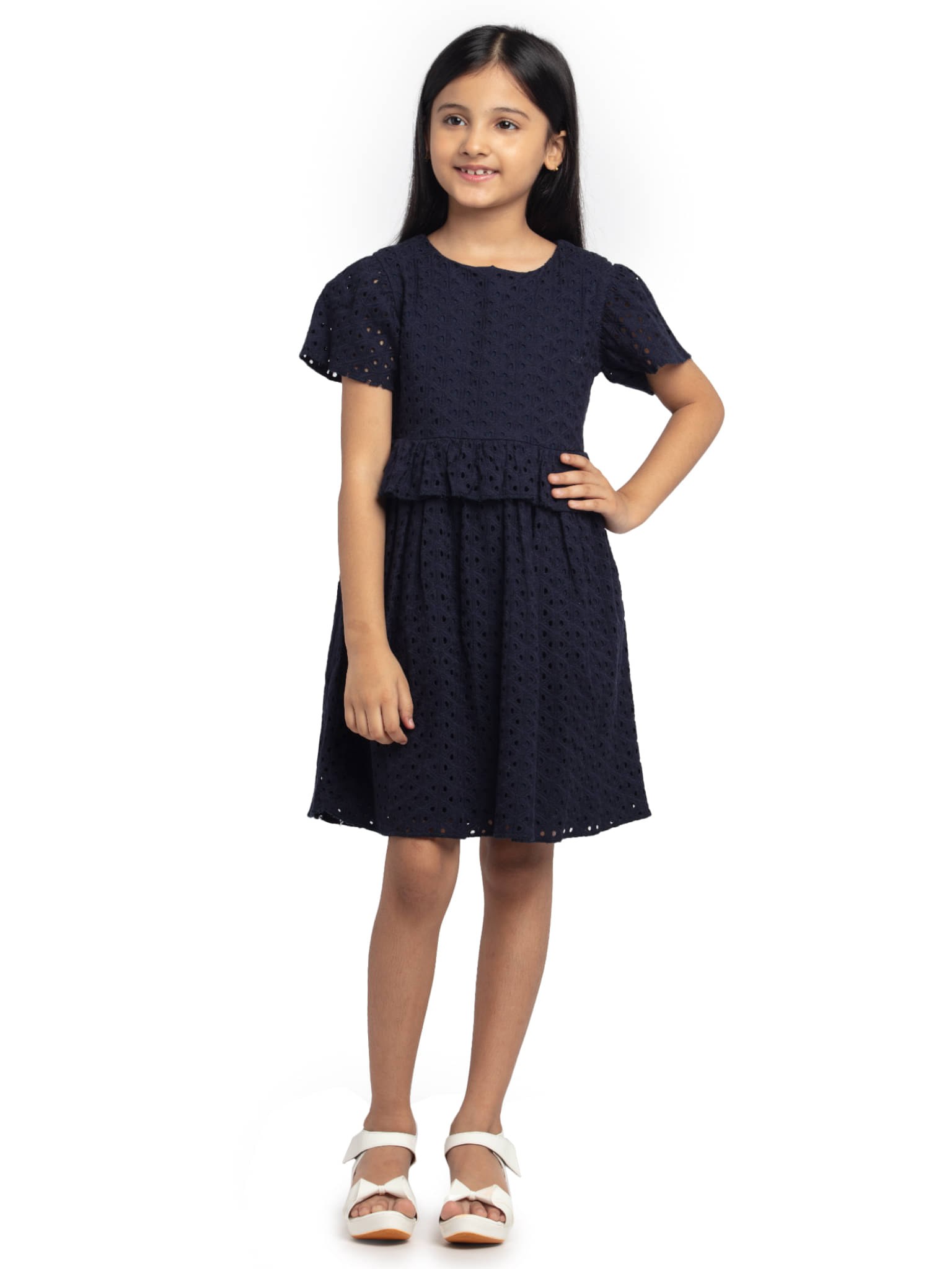 Under Fourteen Only Cotton Dress For Girls ( Pack of 1 , Navy ) Under Fourteen Only Cotton Dress For Girls ( Pack of 1 , Navy )