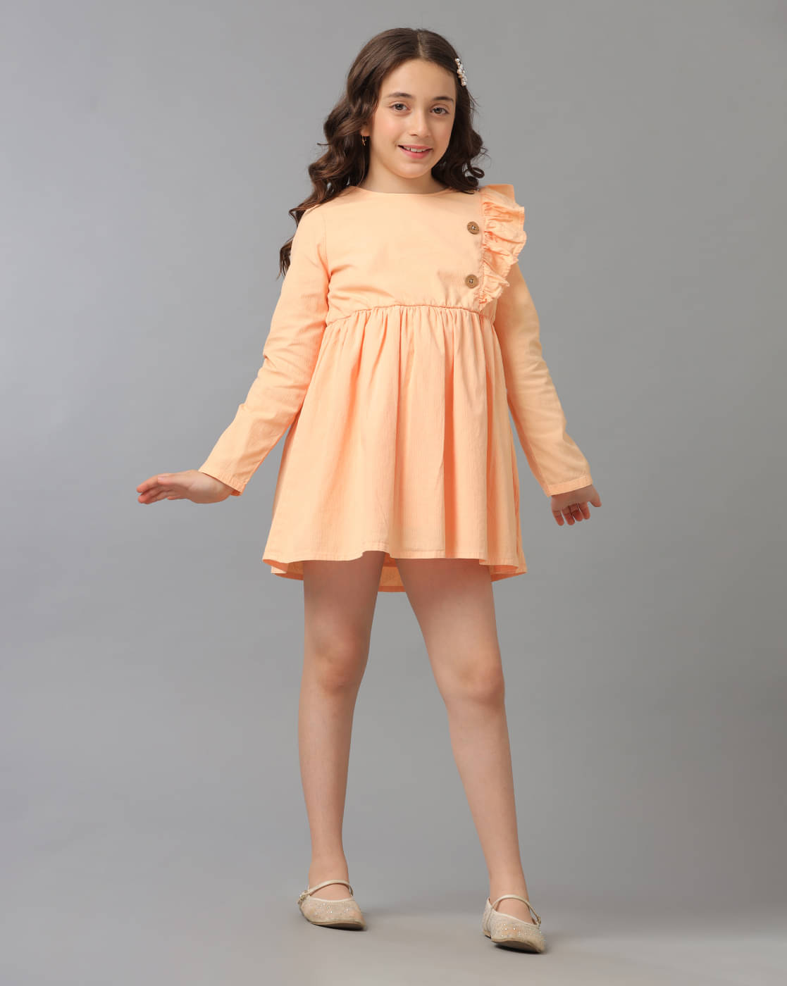 Under Fourteen Only Cotton Dress For Girls ( Pack of 1 , Peach ) Under Fourteen Only Cotton Dress For Girls ( Pack of 1 , Peach )