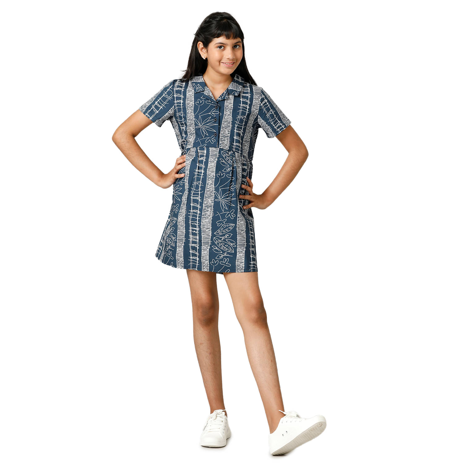     			Under Fourteen Only Cotton Dress For Girls ( Pack of 1 , Blue )
