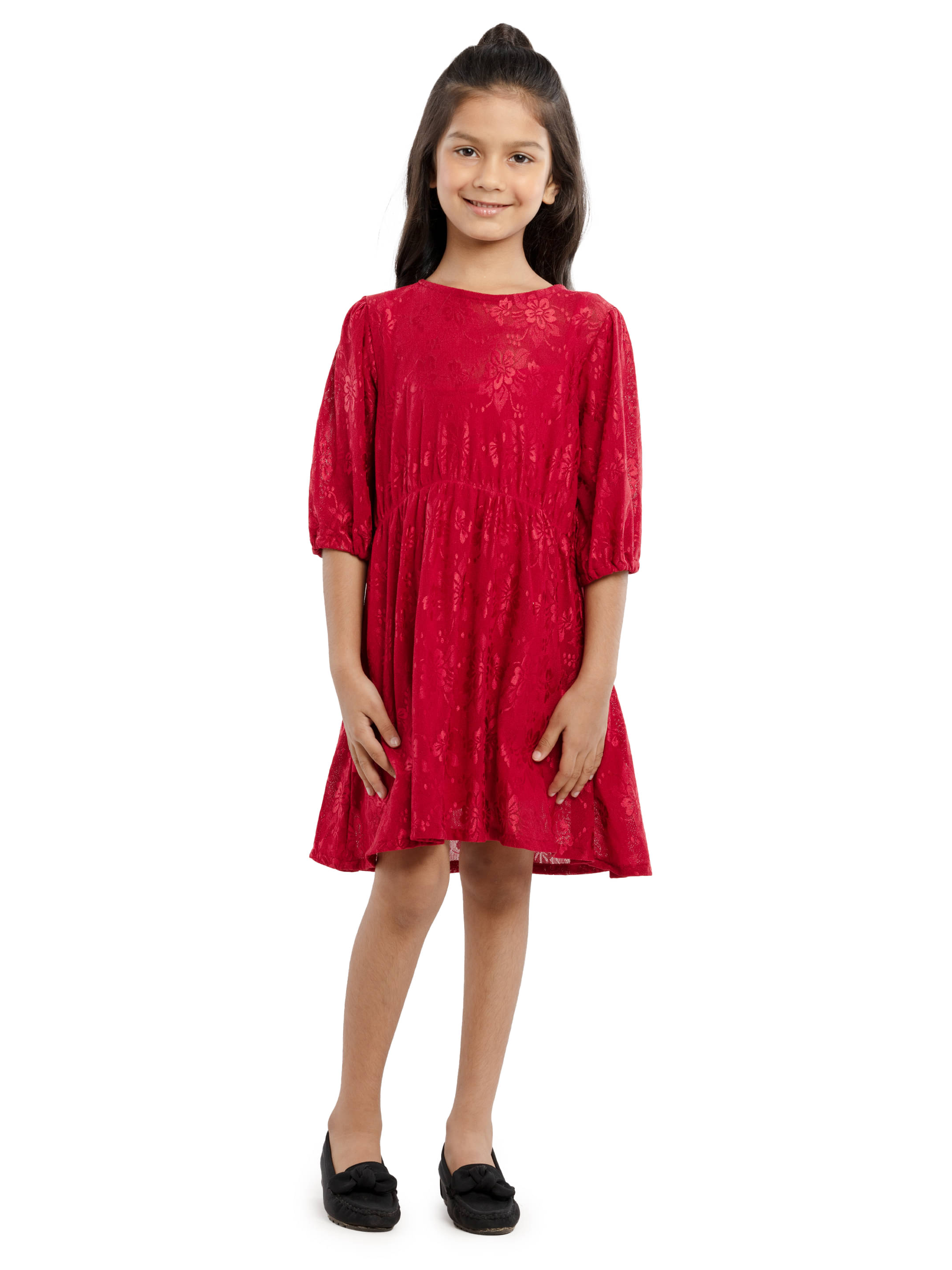     			Under Fourteen Only Cotton Dress For Girls ( Pack of 1 , Red )