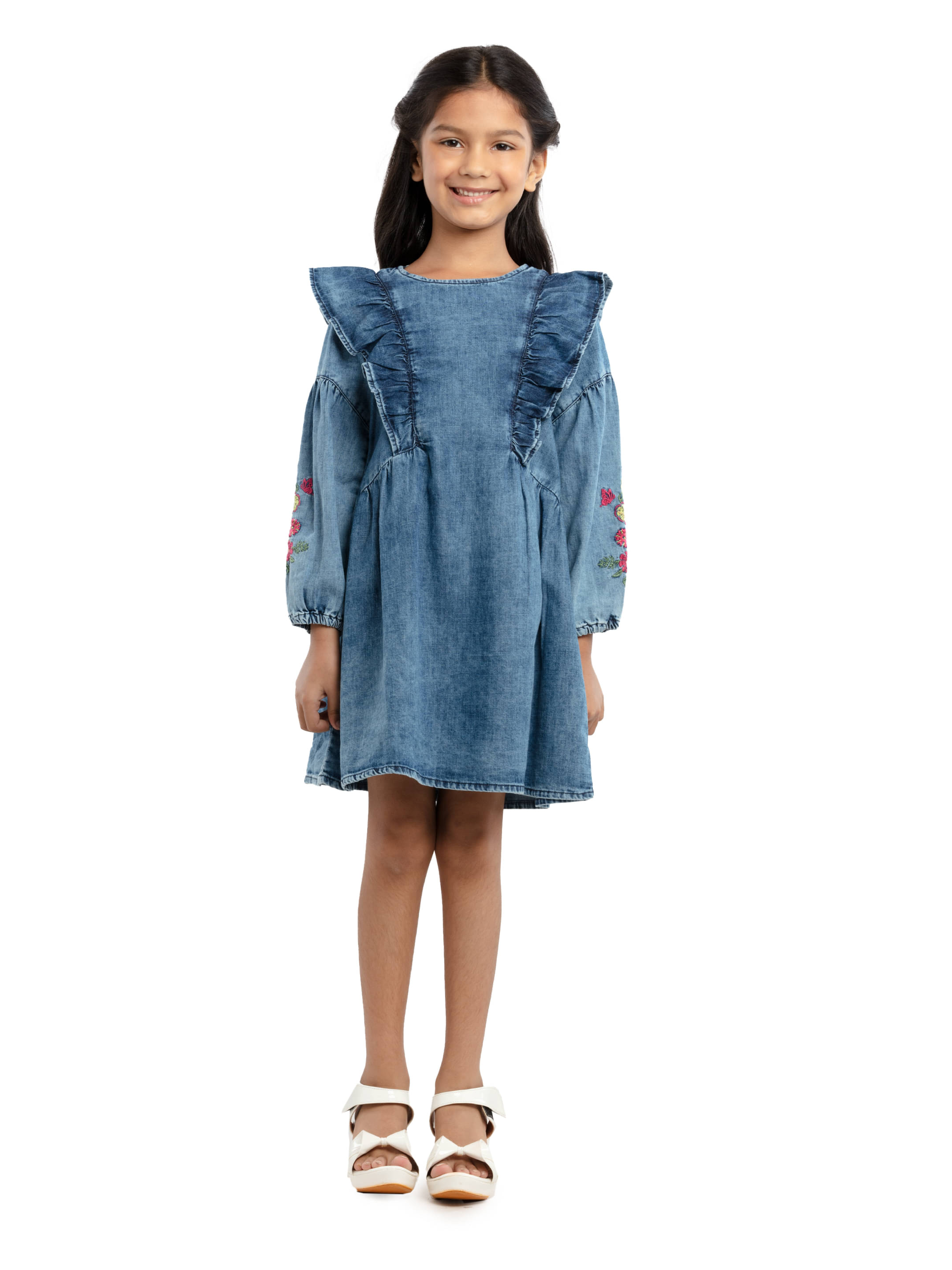     			Under Fourteen Only Denim Dress For Girls ( Pack of 1 , Navy )
