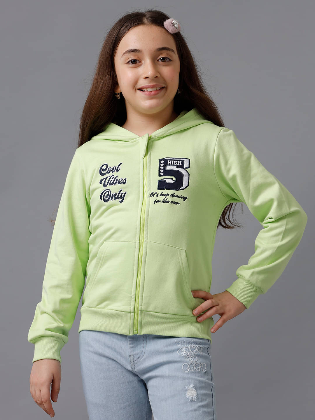     			Under Fourteen Only Girls Cotton Windcheaters For ( Pack of 1 , Green )