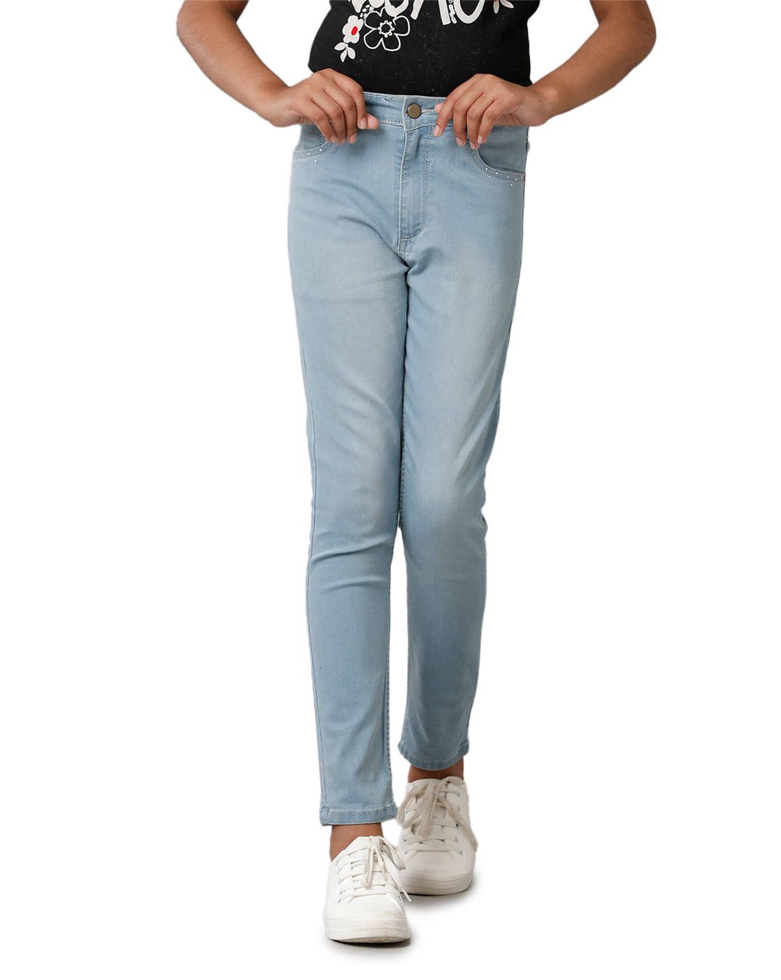     			Under Fourteen Only Girls Denim Jeans ( Pack of 1 , Blue )
