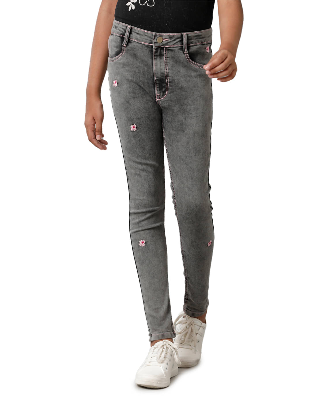     			Under Fourteen Only Girls Denim Jeans ( Pack of 1 , Black )