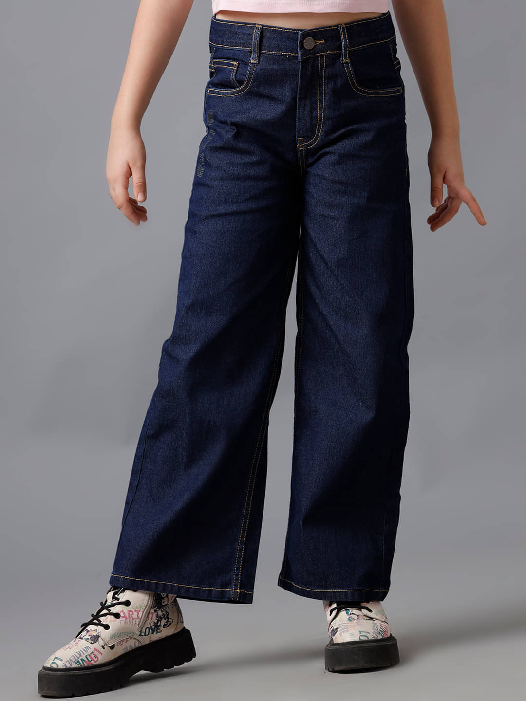     			Under Fourteen Only Girls Denim Jeans ( Pack of 1 , Dark Blue )