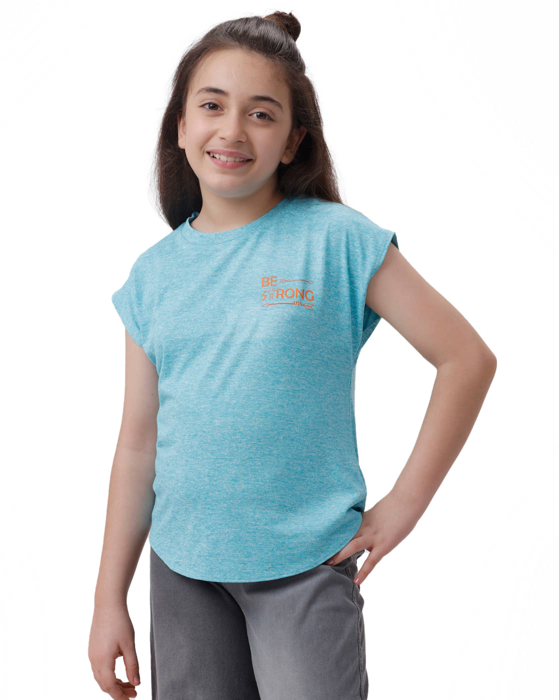     			Under Fourteen Only Pack of 1 Girls Cotton T-Shirt ( Light Blue )
