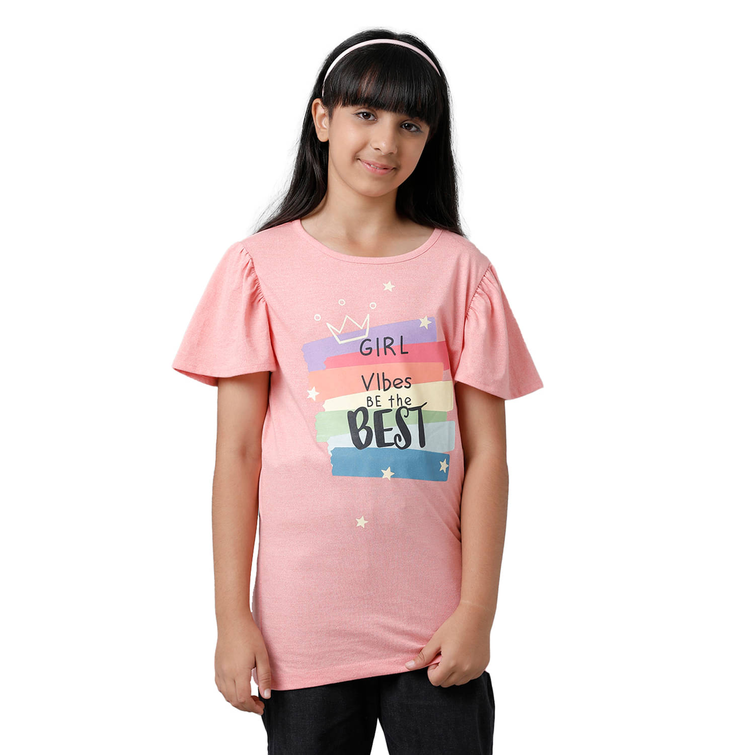     			Under Fourteen Only Pack of 1 Girls Cotton Top ( Peach )