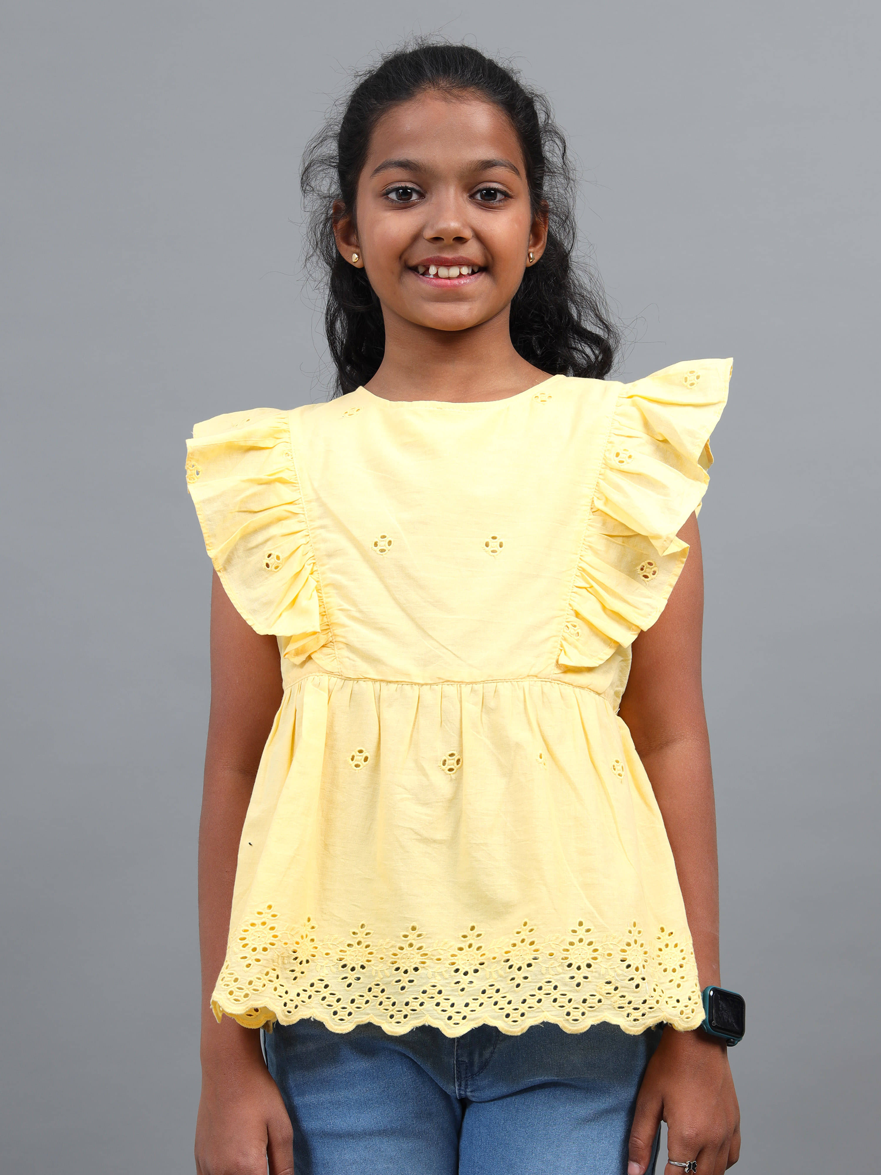     			Under Fourteen Only Pack of 1 Girls Cotton Top ( Yellow )