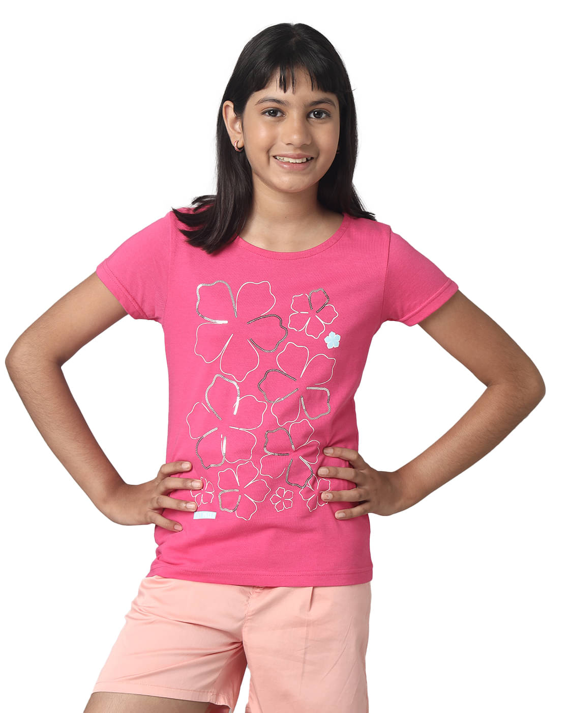     			Under Fourteen Only Pack of 1 Girls Cotton T-Shirt ( Pink )