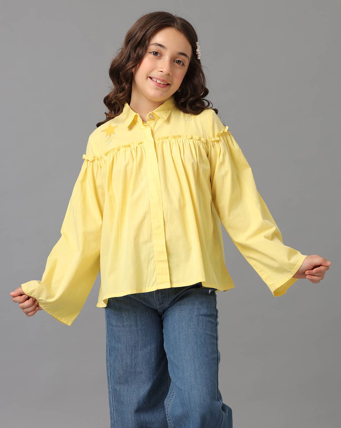     			Under Fourteen Only Pack of 1 Girls Cotton Top ( Yellow )