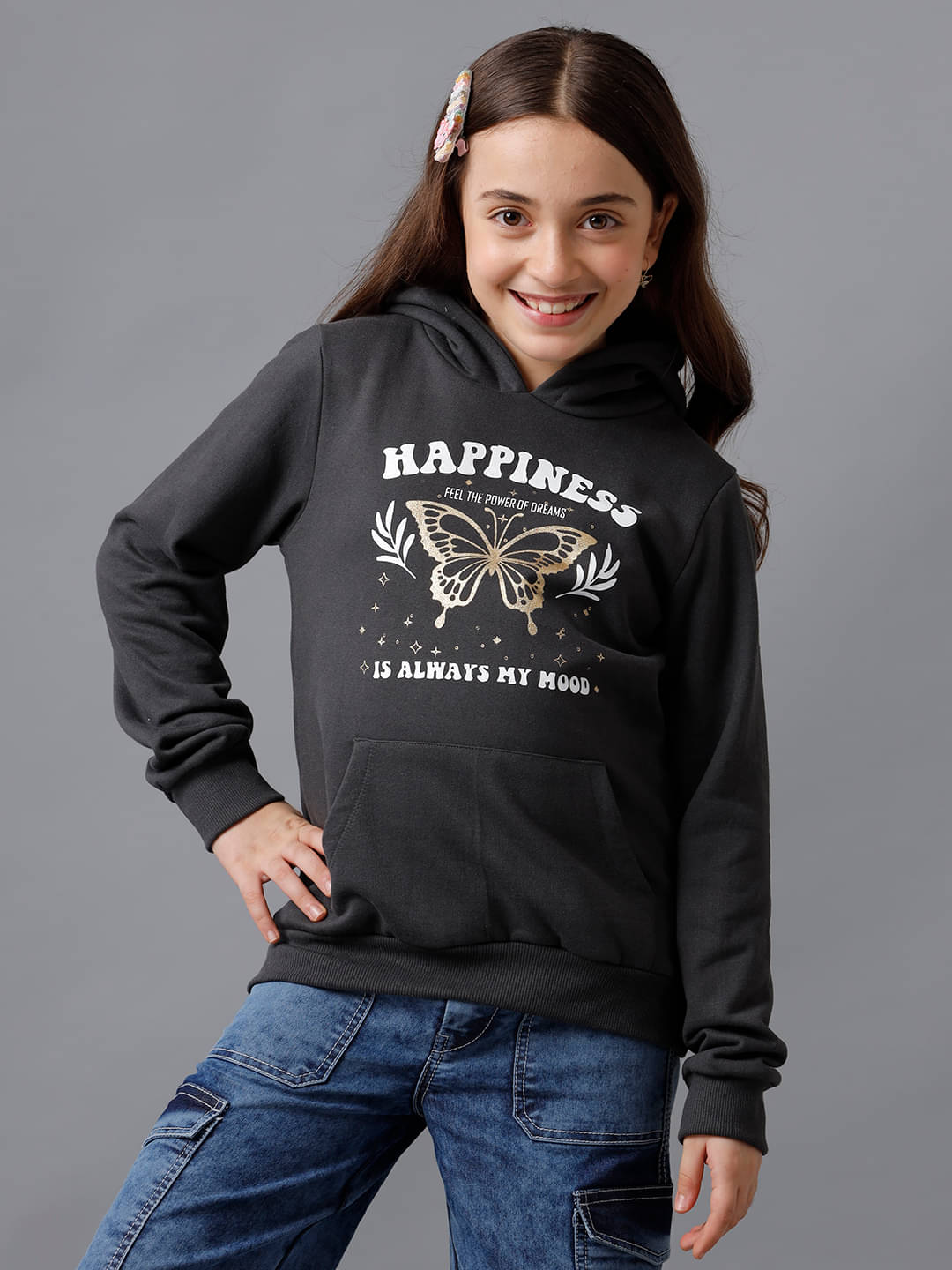     			Under Fourteen Only Pack of 1 Girls Fleece Sweatshirt ( Grey )
