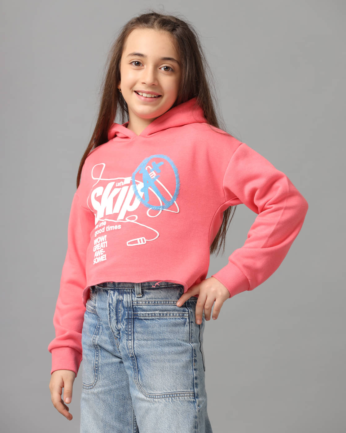     			Under Fourteen Only Pack of 1 Girls Fleece Sweatshirt ( Pink )