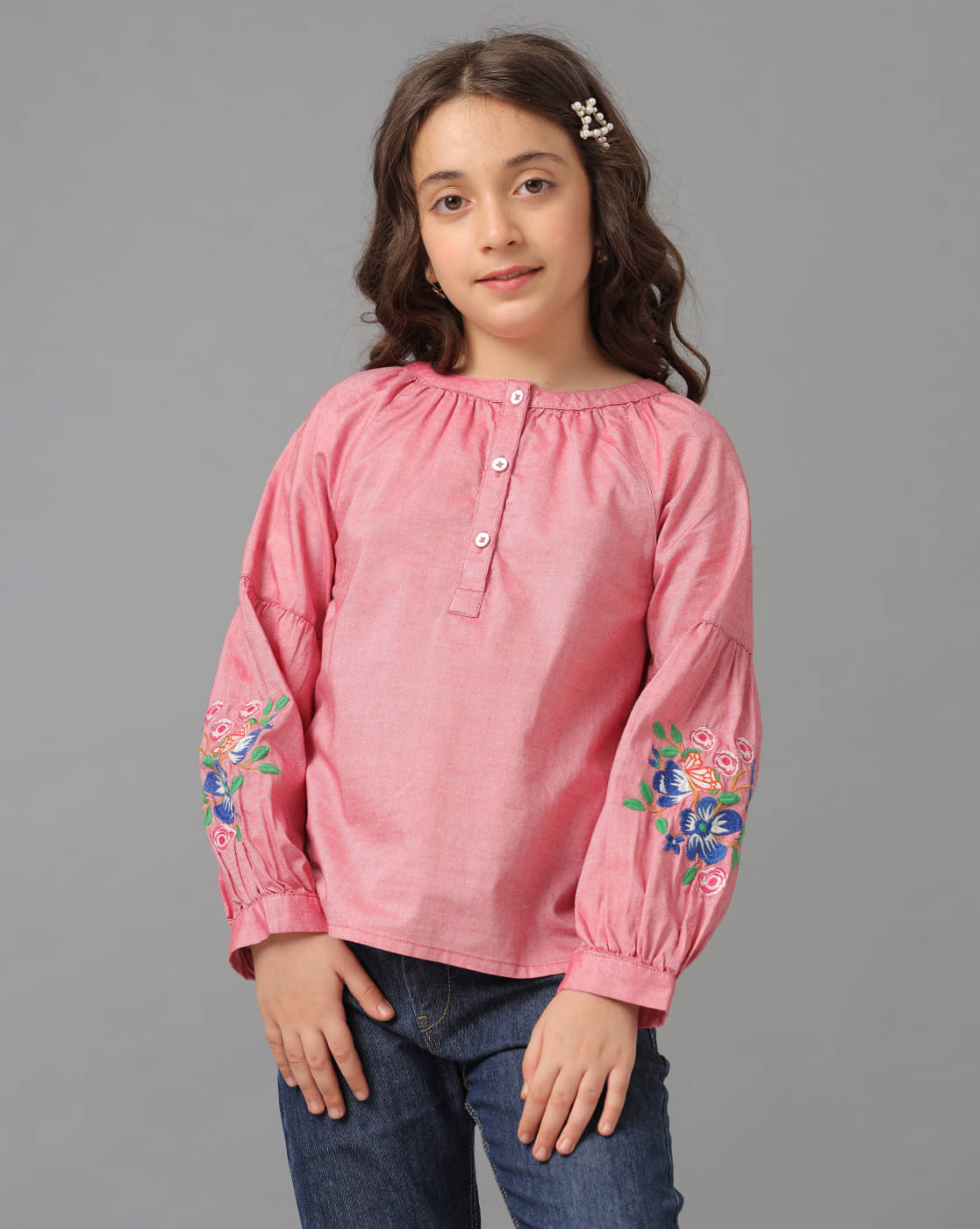     			Under Fourteen Only Pack of 1 Girls Polyester Top ( Pink )