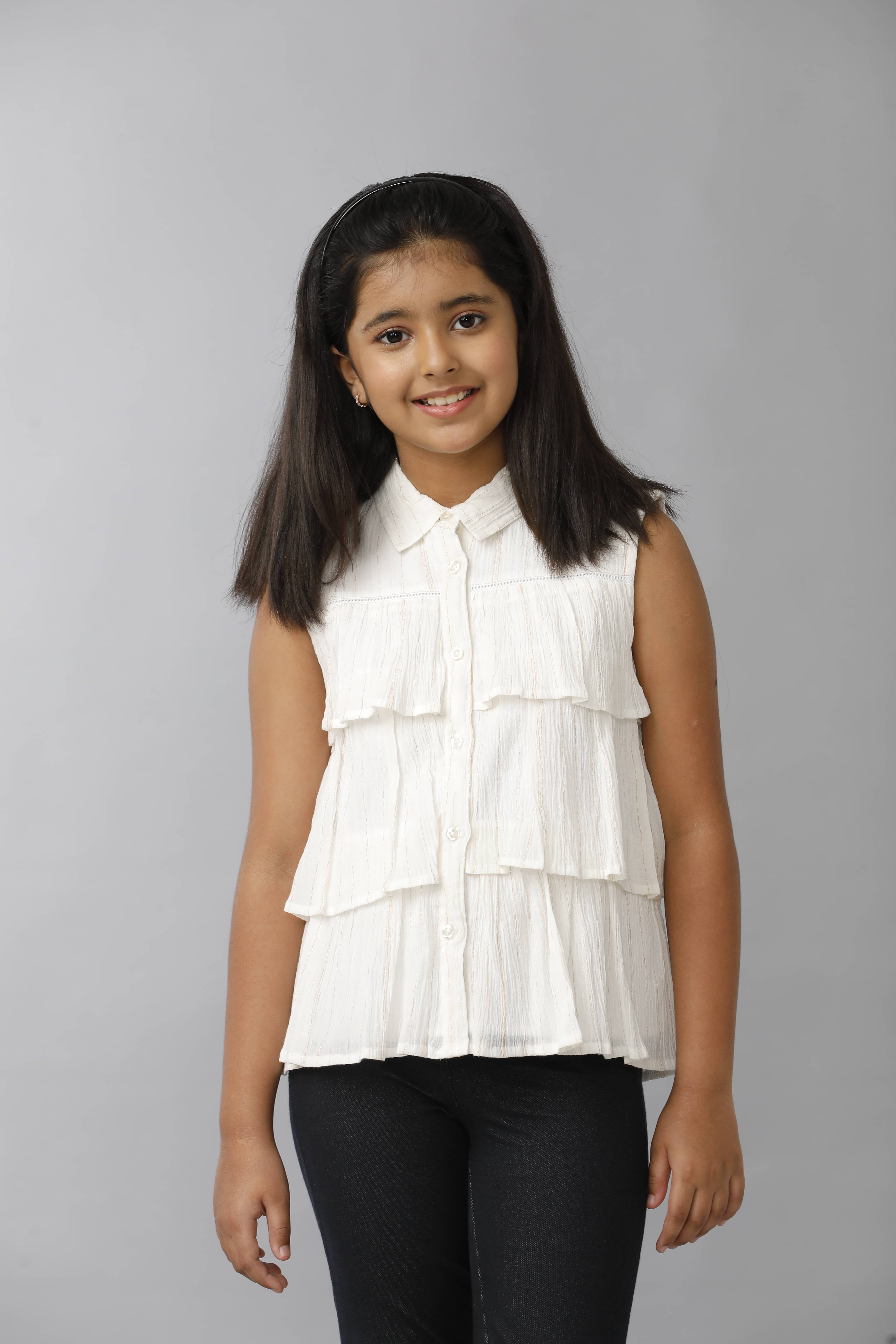     			Under Fourteen Only Pack of 1 Girls Cotton Top ( White )