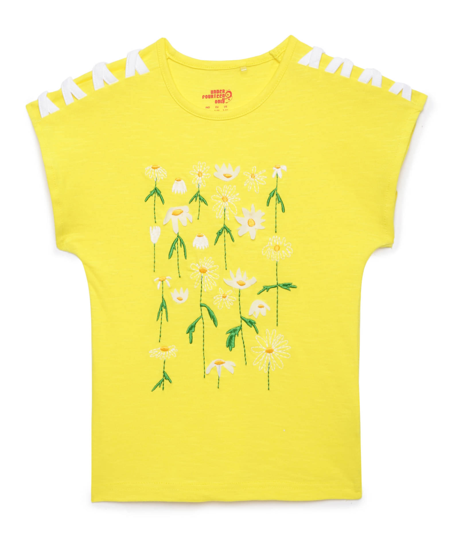     			Under Fourteen Only Pack of 1 Girls Cotton Top ( Yellow )