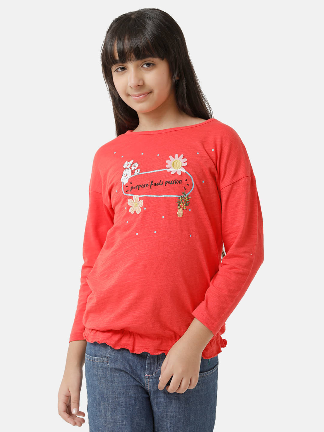     			Under Fourteen Only Pack of 1 Girls Cotton Top ( Red )