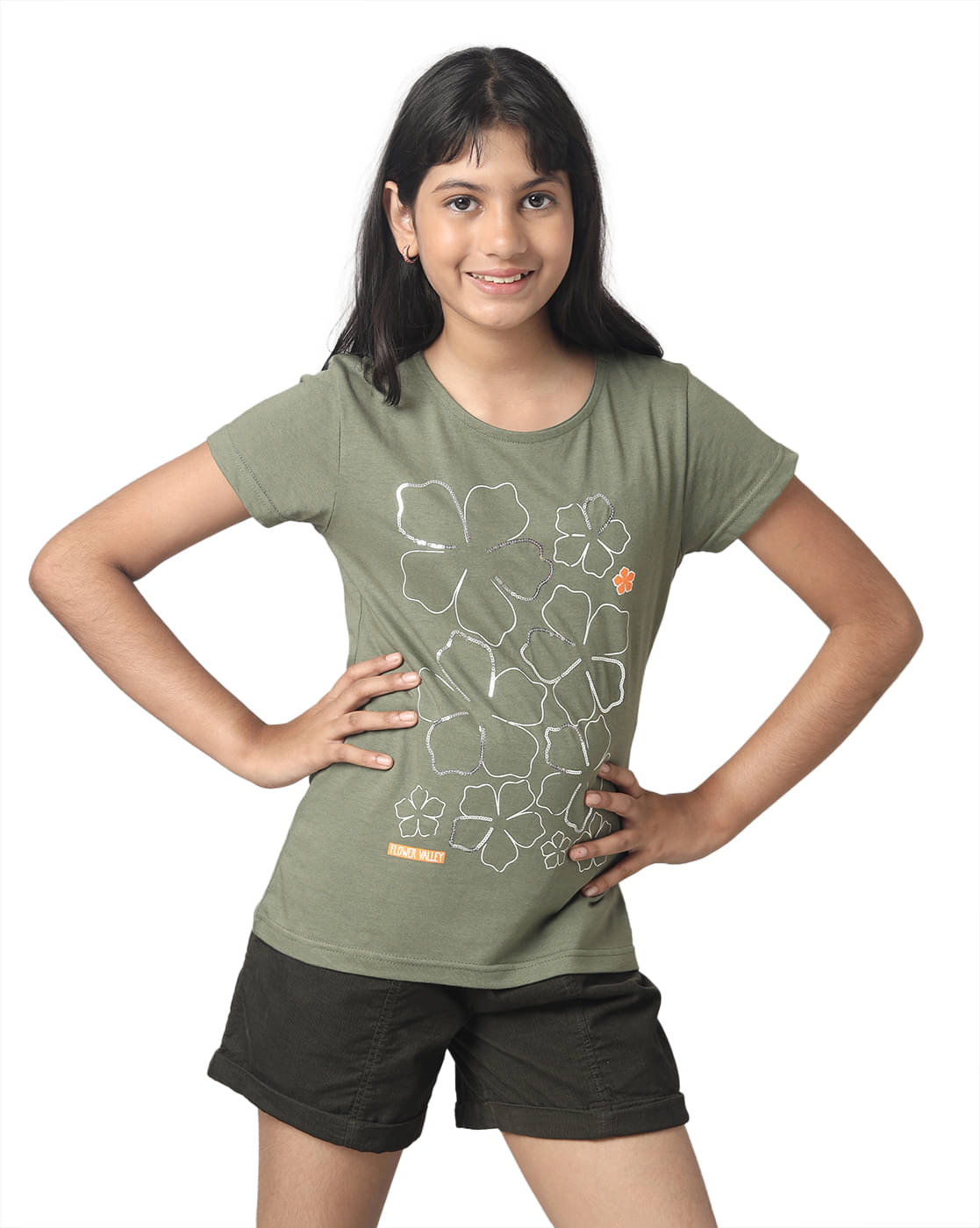     			Under Fourteen Only Pack of 1 Girls Cotton T-Shirt ( Green )