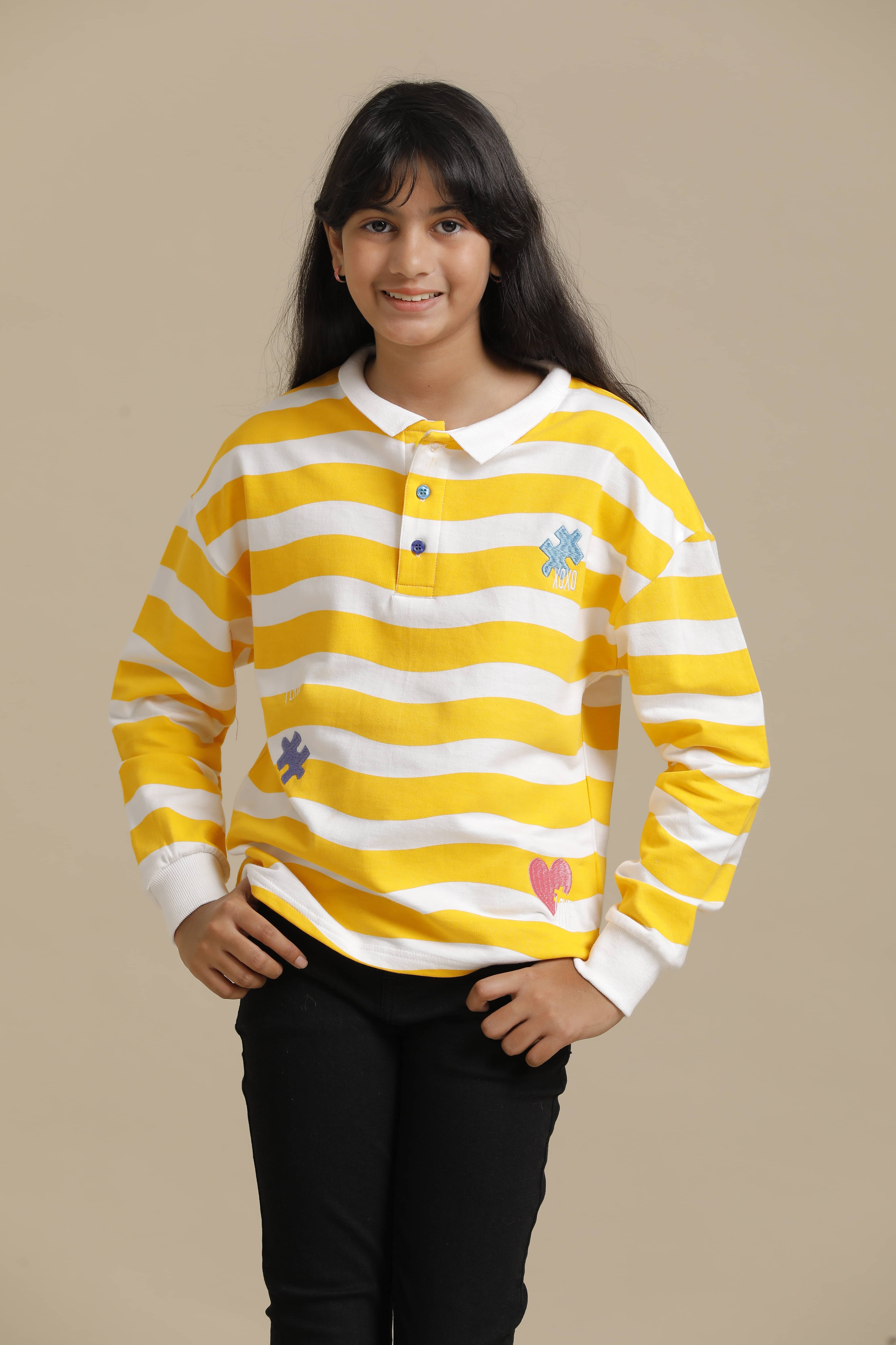     			Under Fourteen Only Pack of 1 Girls Cotton T-Shirt ( Yellow )