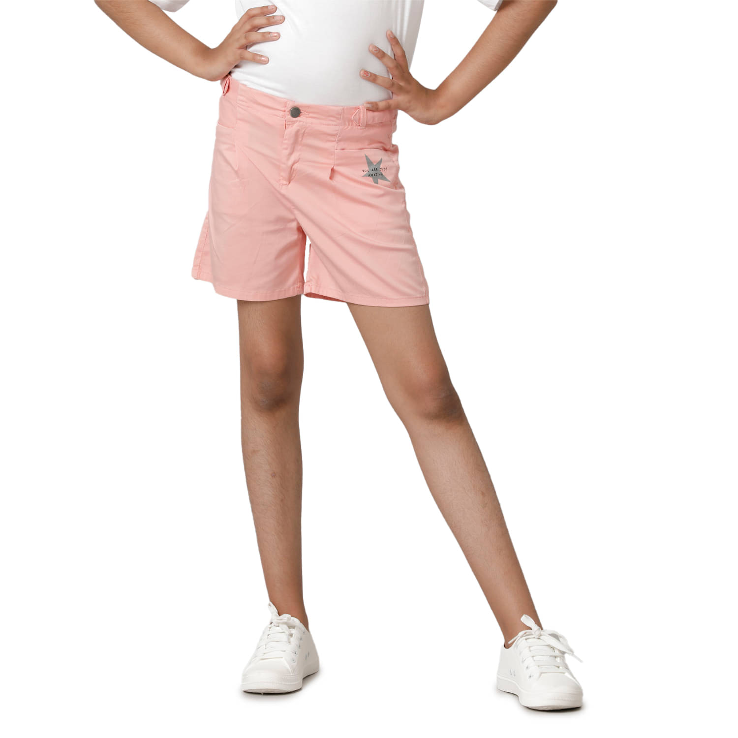     			Under Fourteen Only Pack of 1 Girls Cotton Shorts ( Peach )