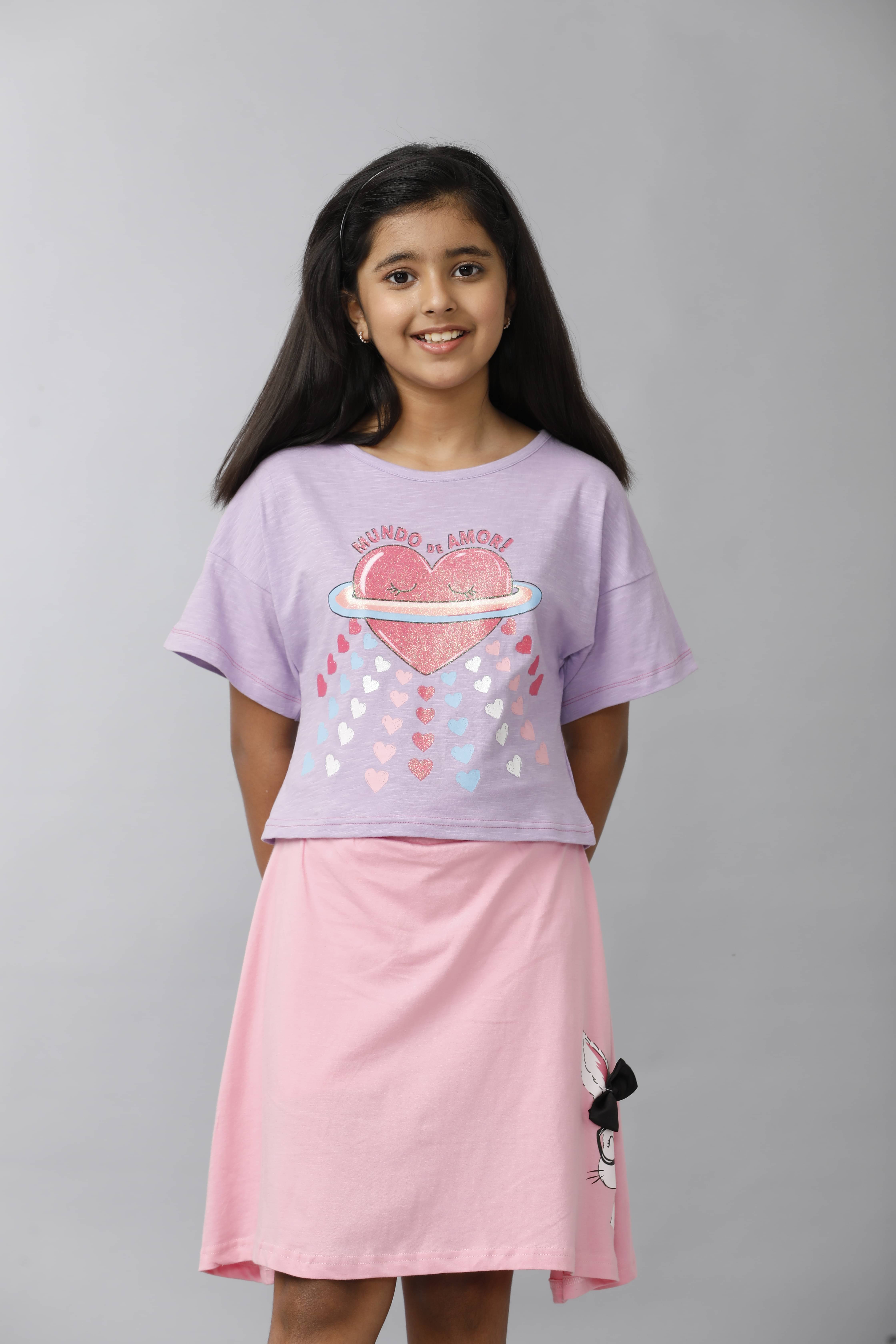     			Under Fourteen Only Pack of 1 Girls Cotton T-Shirt ( Purple )