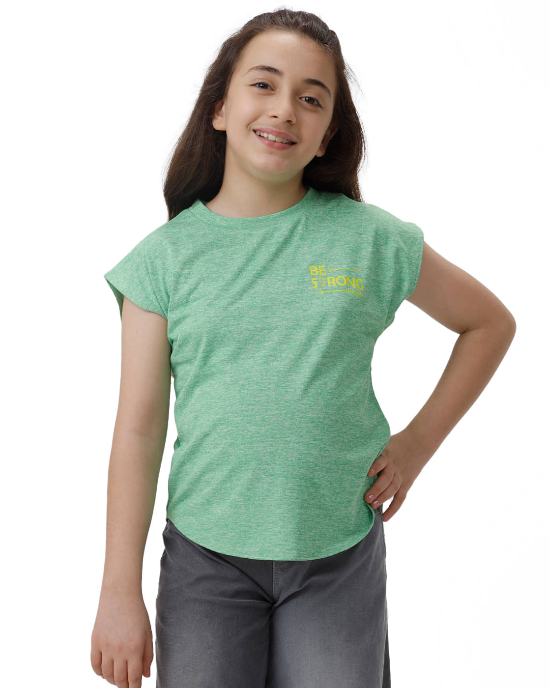     			Under Fourteen Only Pack of 1 Girls Cotton T-Shirt ( Green )