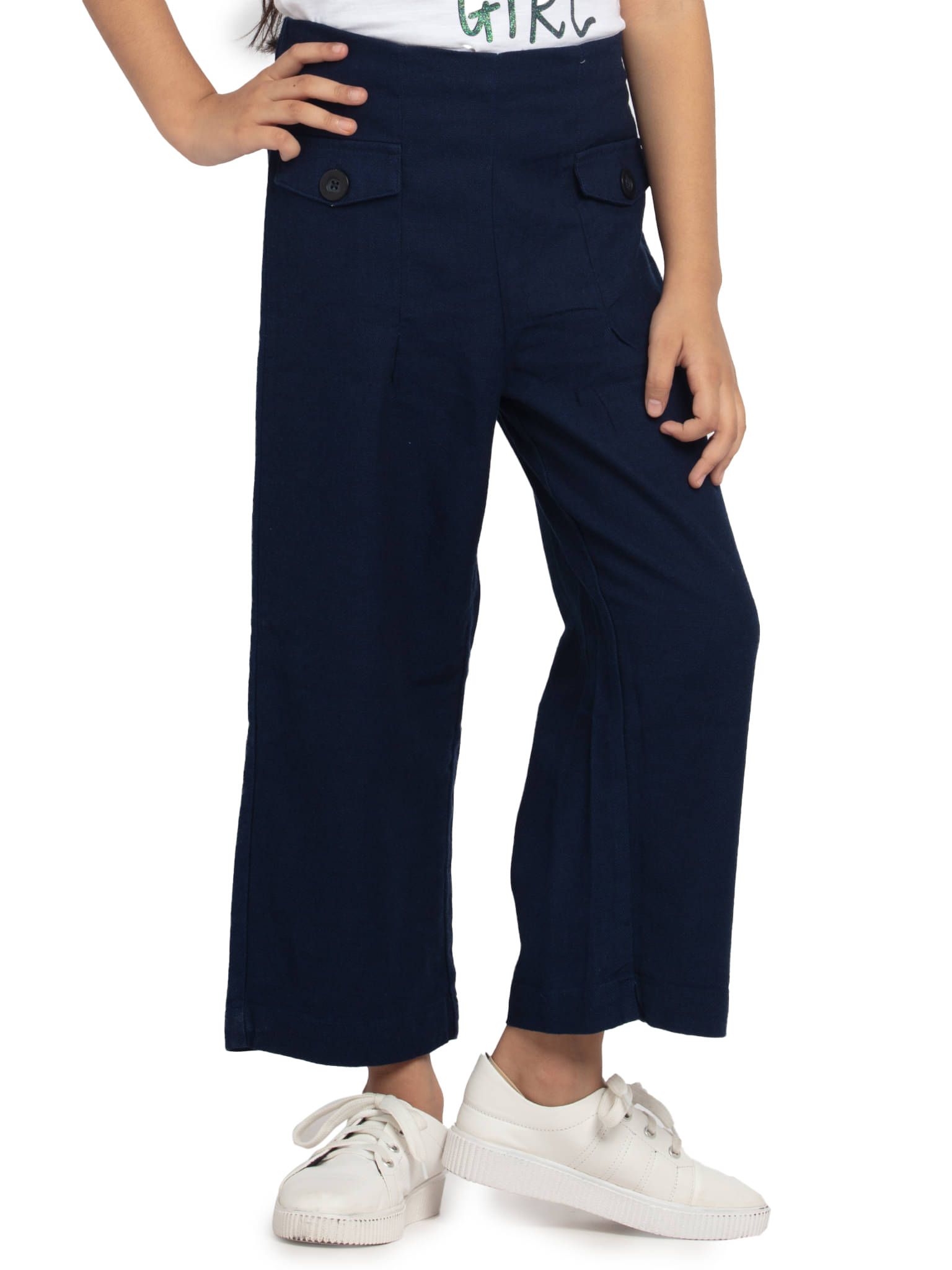     			Under Fourteen Only Pack of 1 Girls Cotton Palazzo ( Navy Blue )