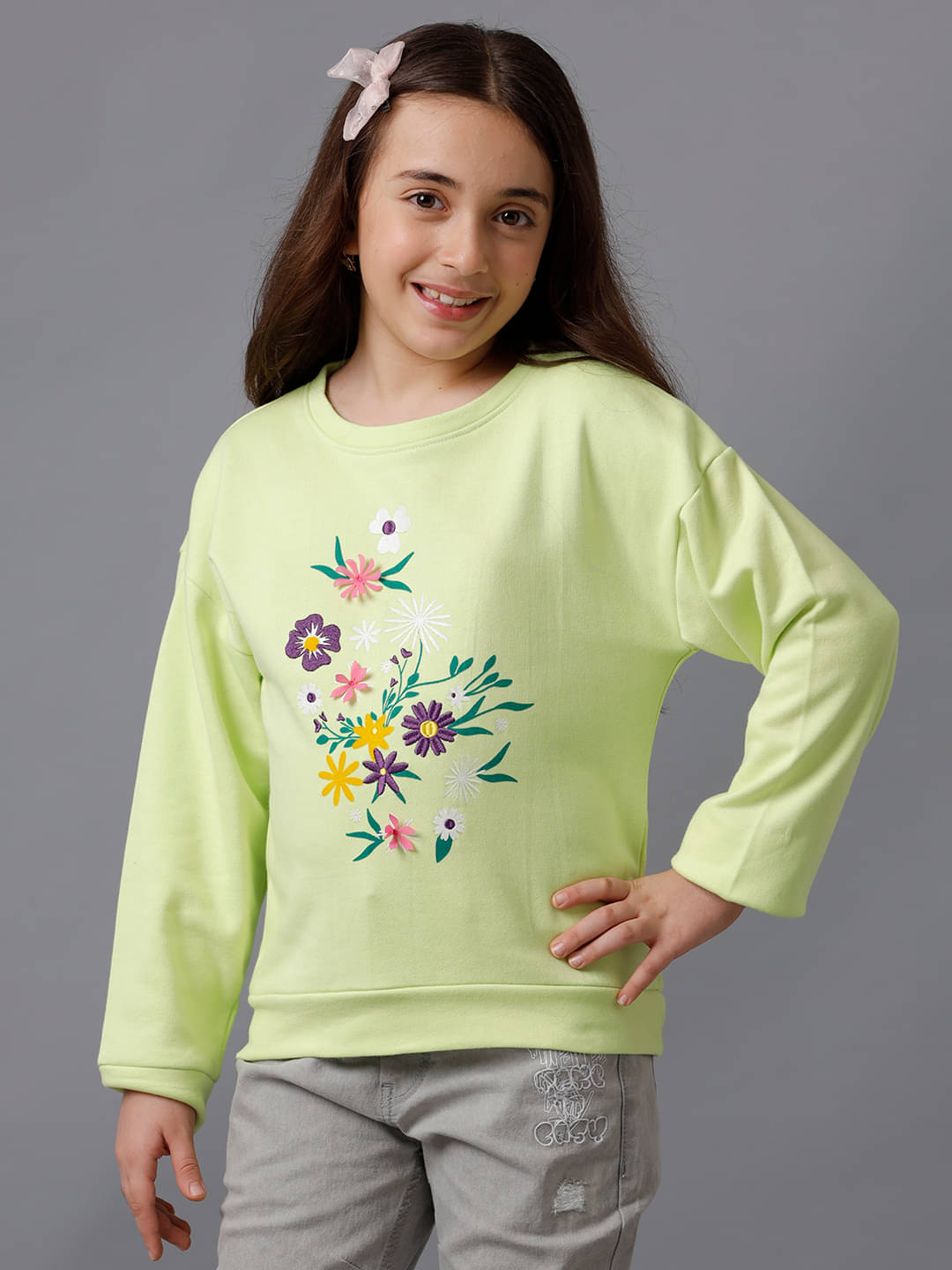     			Under Fourteen Only Pack of 1 Girls Fleece Sweatshirt ( Green )