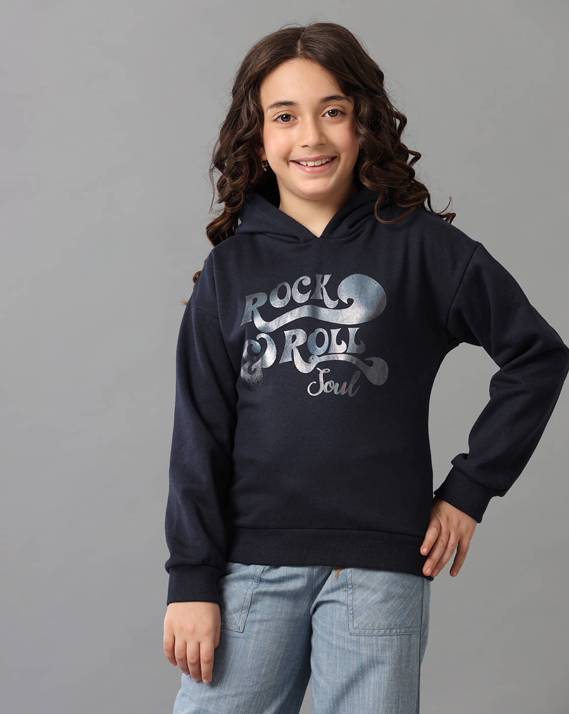     			Under Fourteen Only Pack of 1 Girls Fleece Sweatshirt ( Navy )