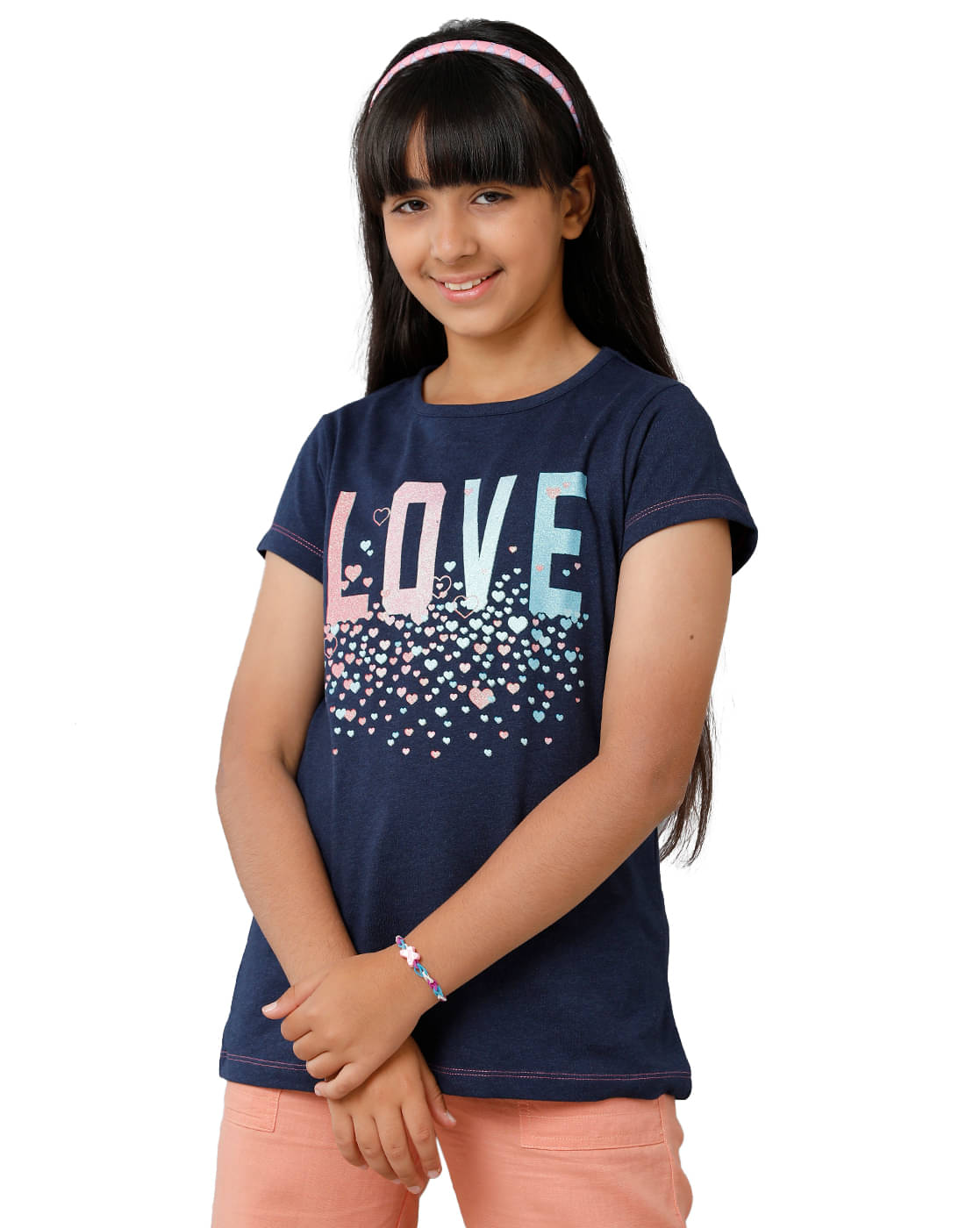     			Under Fourteen Only Pack of 1 Girls Cotton Top ( Navy )