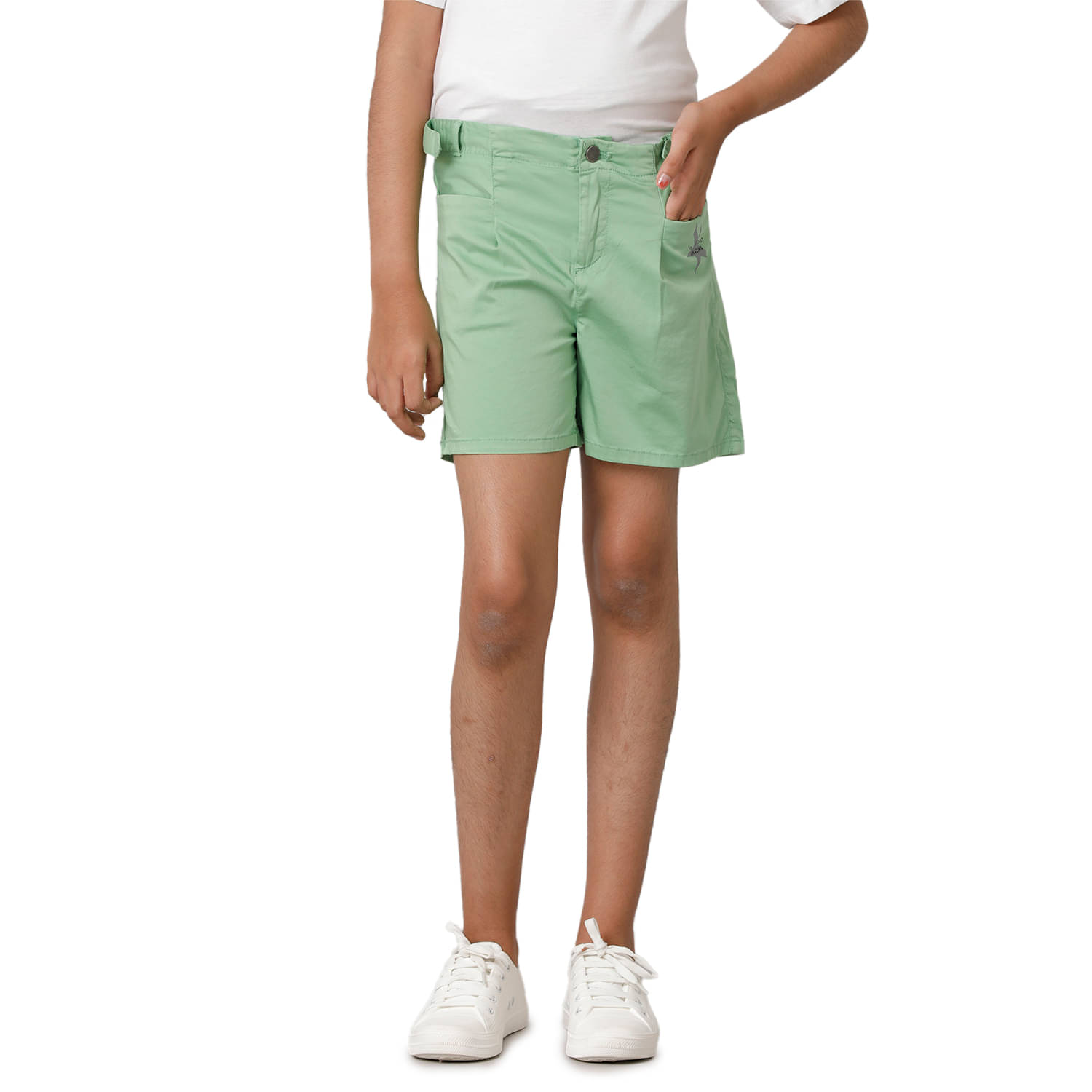     			Under Fourteen Only Pack of 1 Girls Cotton Shorts ( Green )