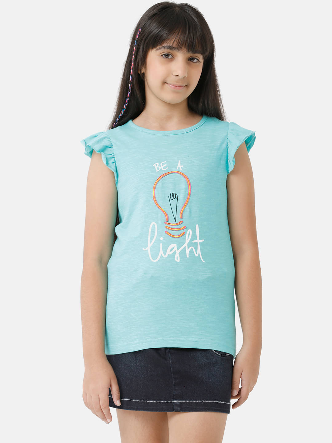     			Under Fourteen Only Pack of 1 Girls Cotton Top ( Green )