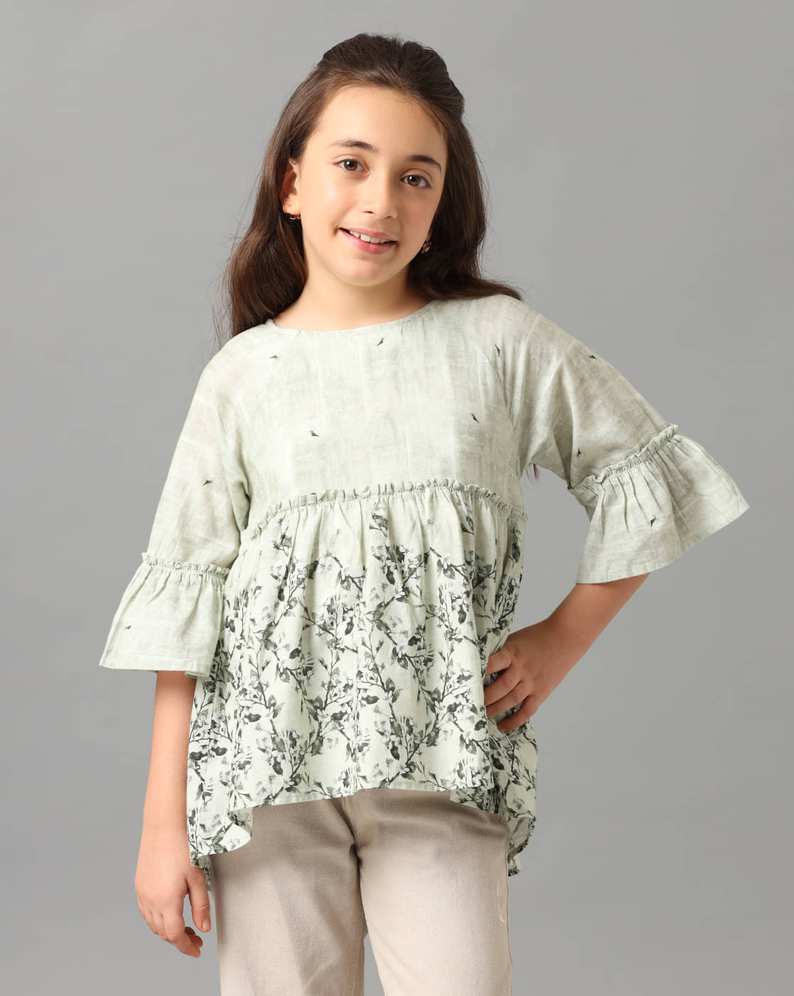     			Under Fourteen Only Pack of 1 Girls Cotton Top ( Green )