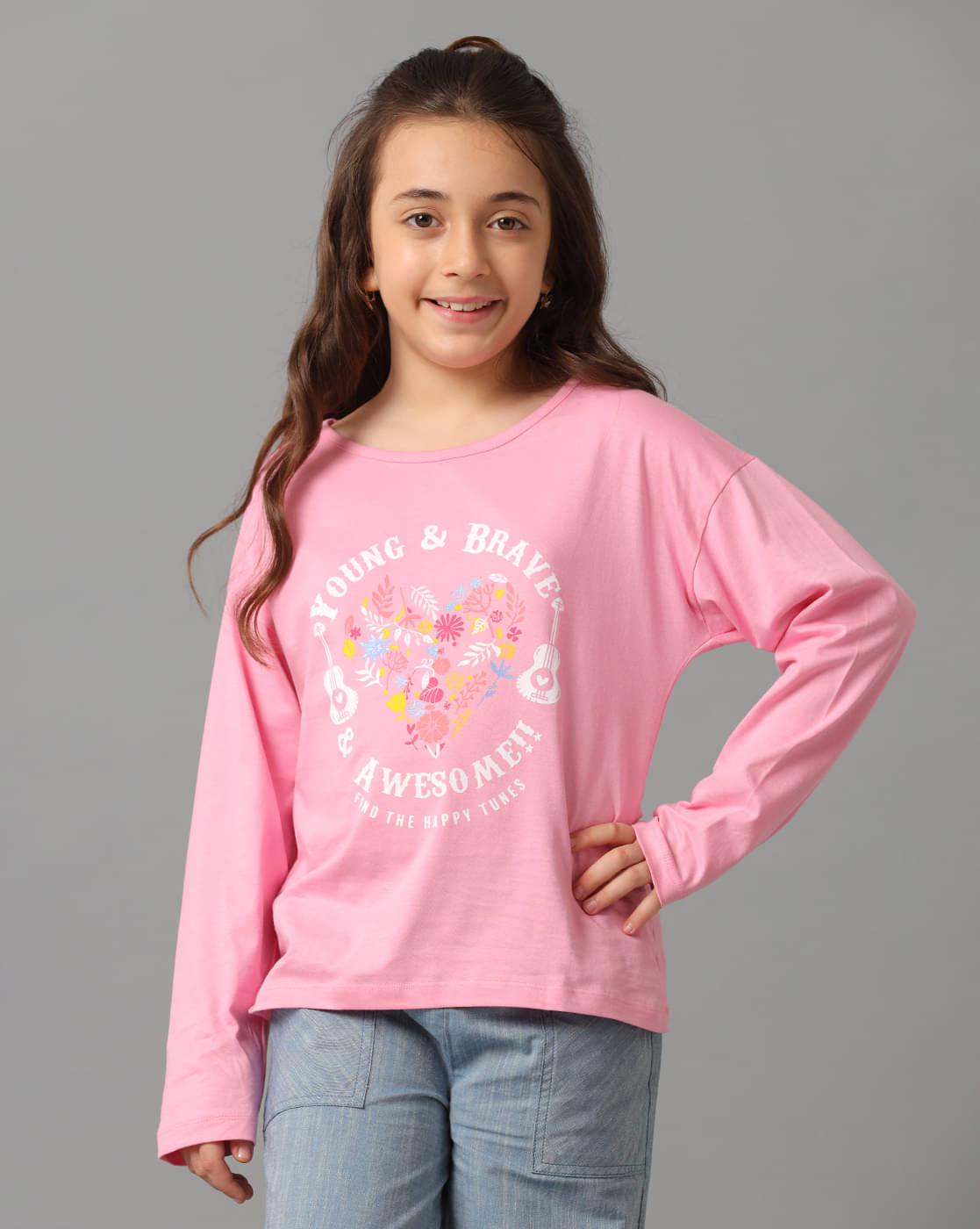     			Under Fourteen Only Pack of 1 Girls Cotton T-Shirt ( Pink )