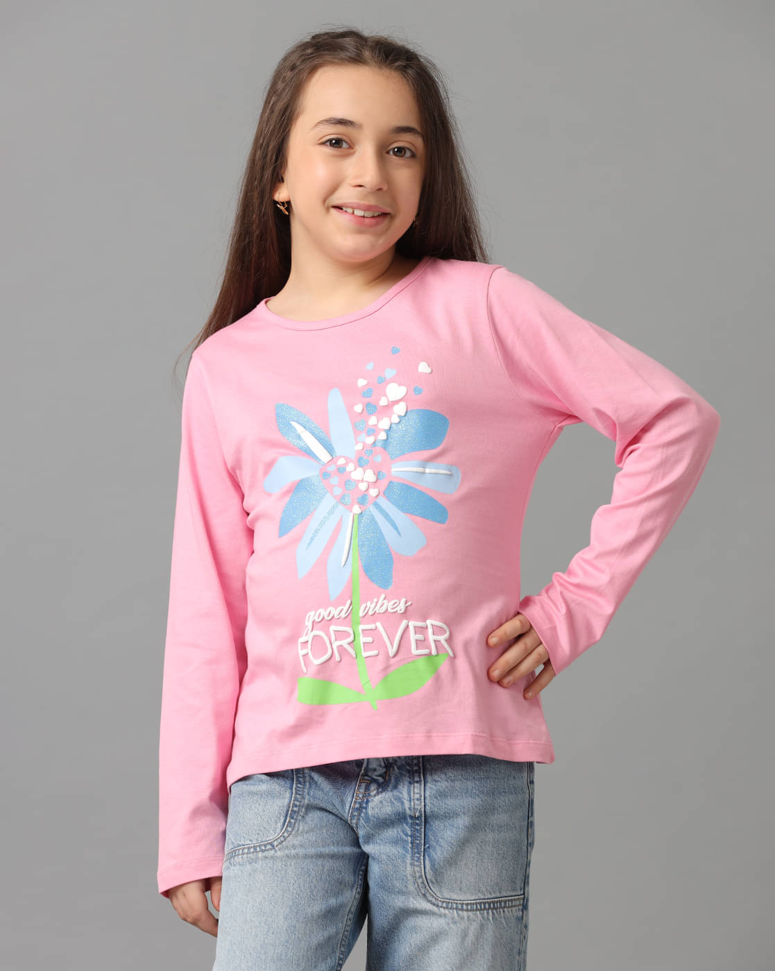    			Under Fourteen Only Pack of 1 Girls Cotton T-Shirt ( Pink )