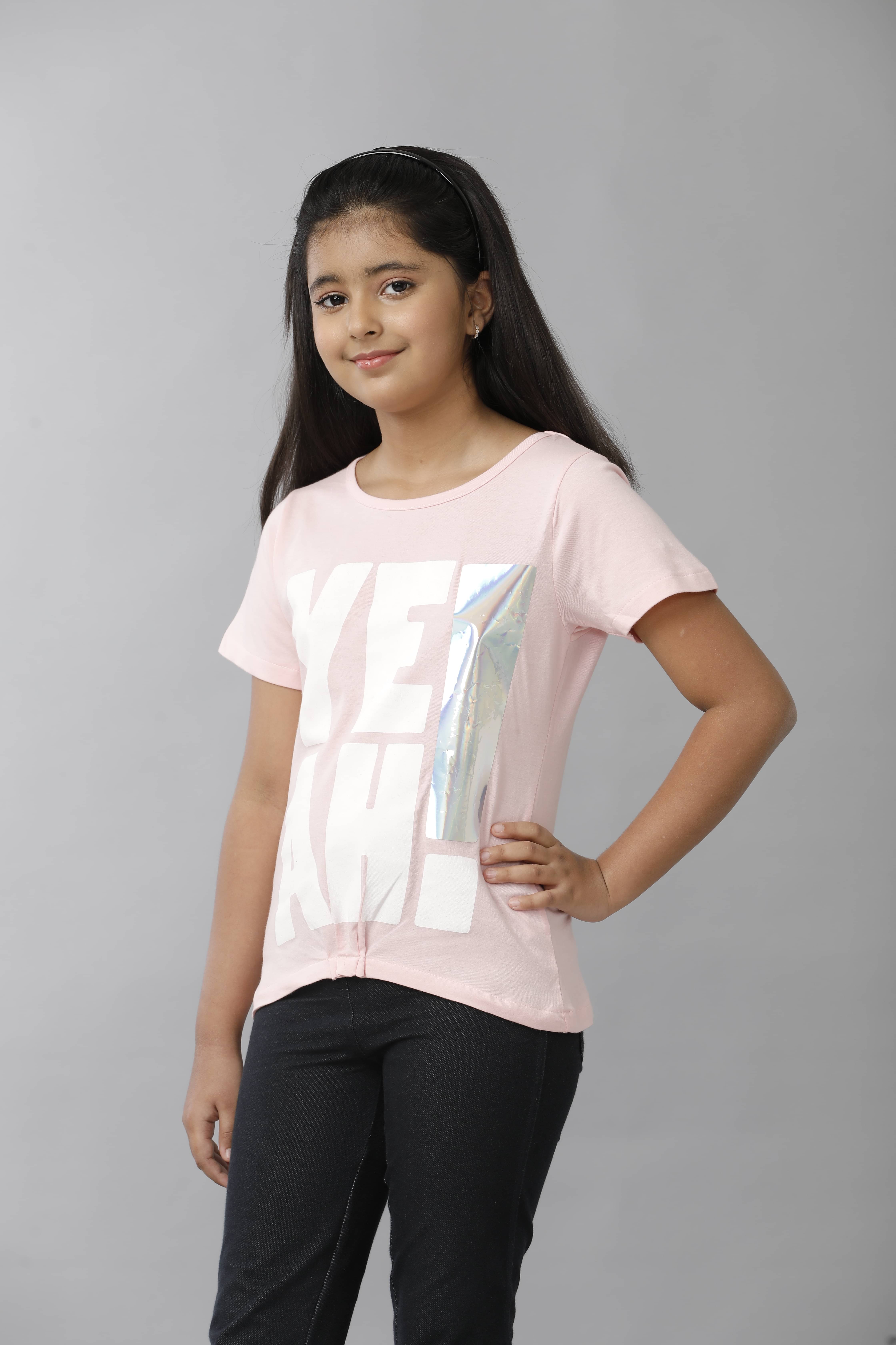     			Under Fourteen Only Pack of 1 Girls Cotton T-Shirt ( Peach )
