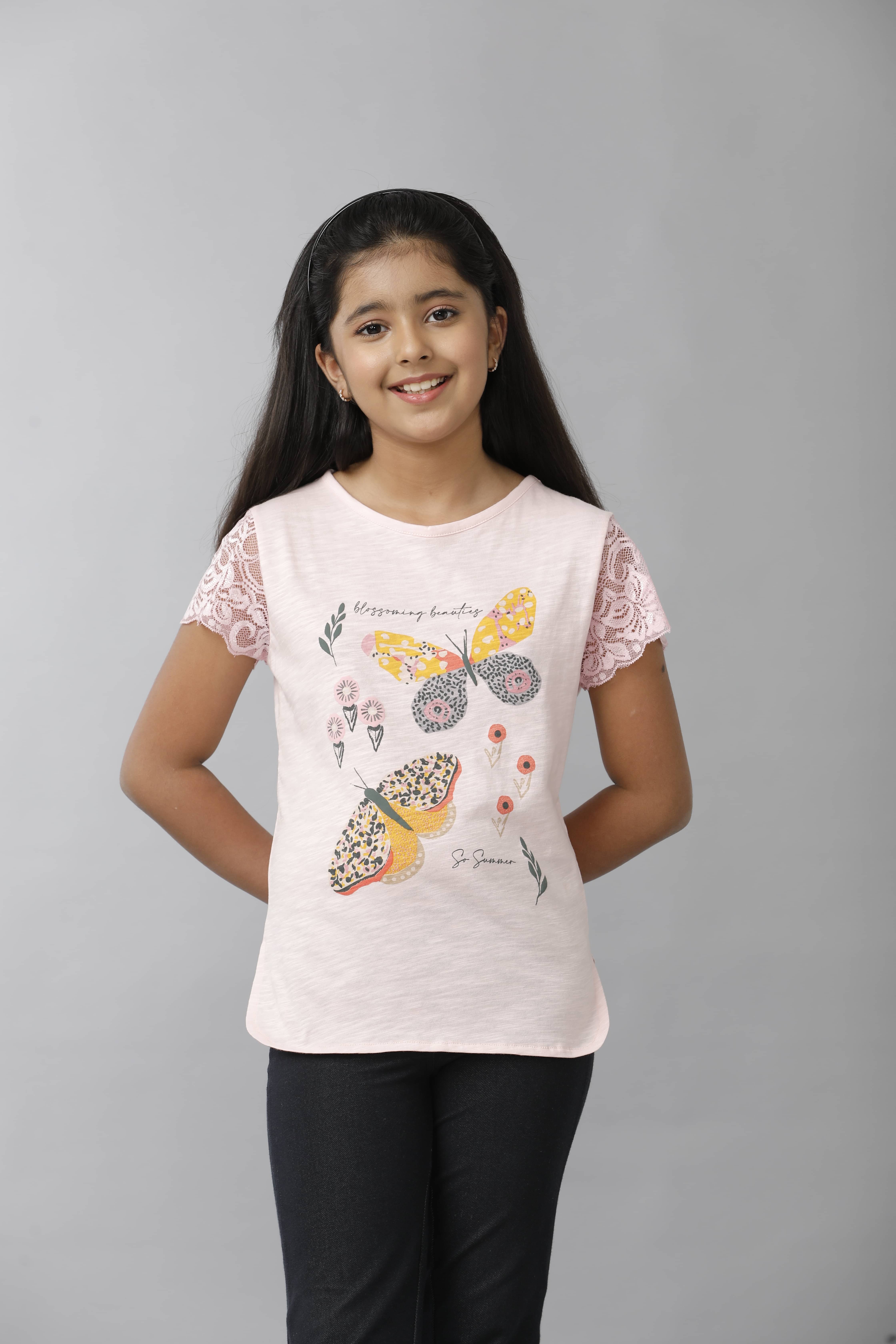     			Under Fourteen Only Pack of 1 Girls Cotton T-Shirt ( Pink )