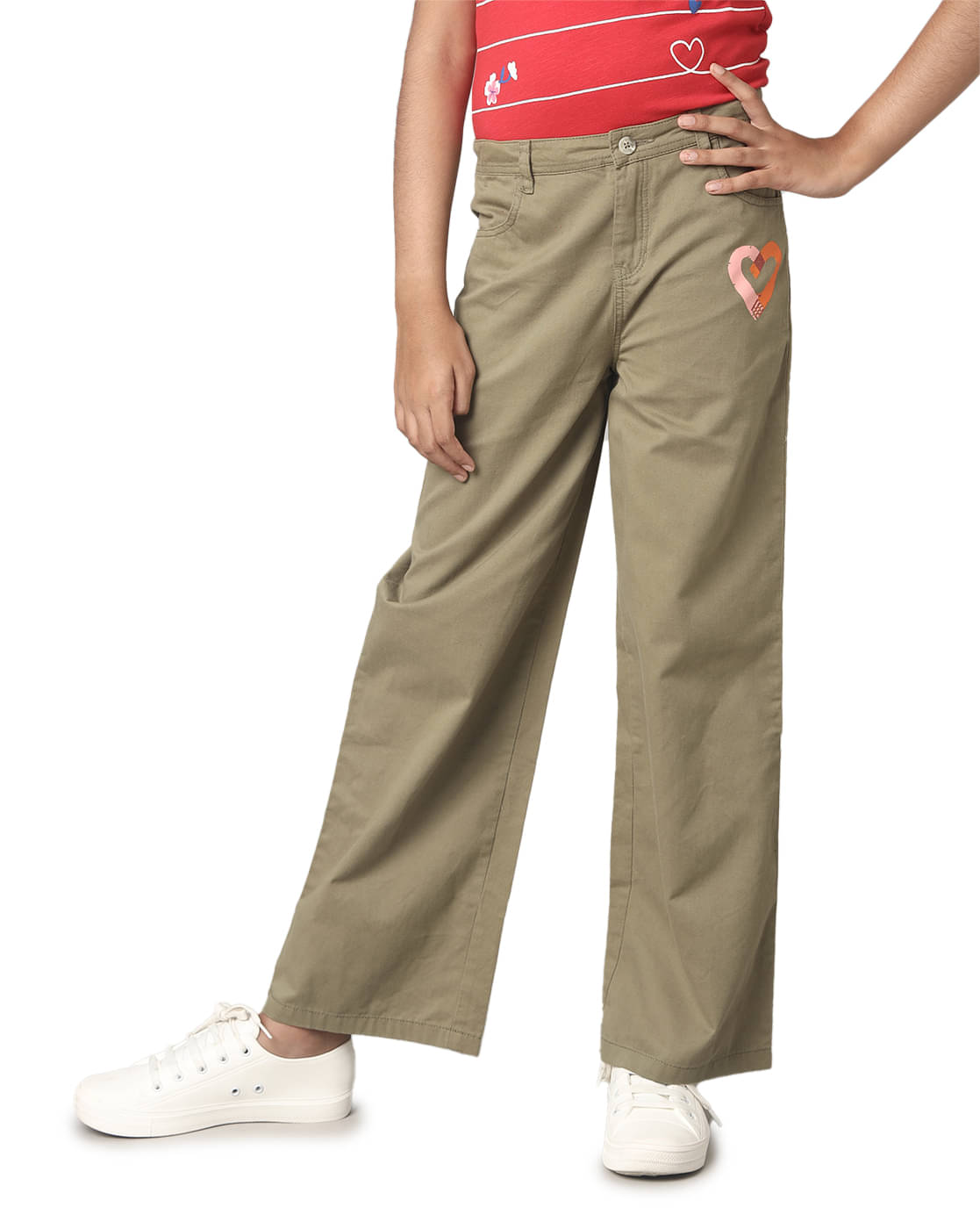     			Under Fourteen Only Pack of 1 Girls Cotton Pants ( Green )