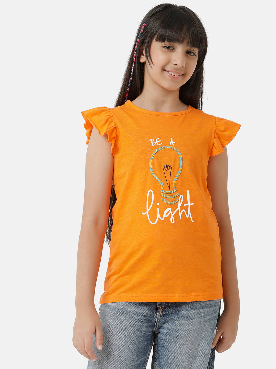     			Under Fourteen Only Pack of 1 Girls Cotton Top ( Orange )