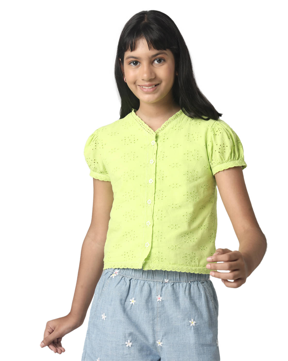     			Under Fourteen Only Pack of 1 Girls Cotton Top ( Green )