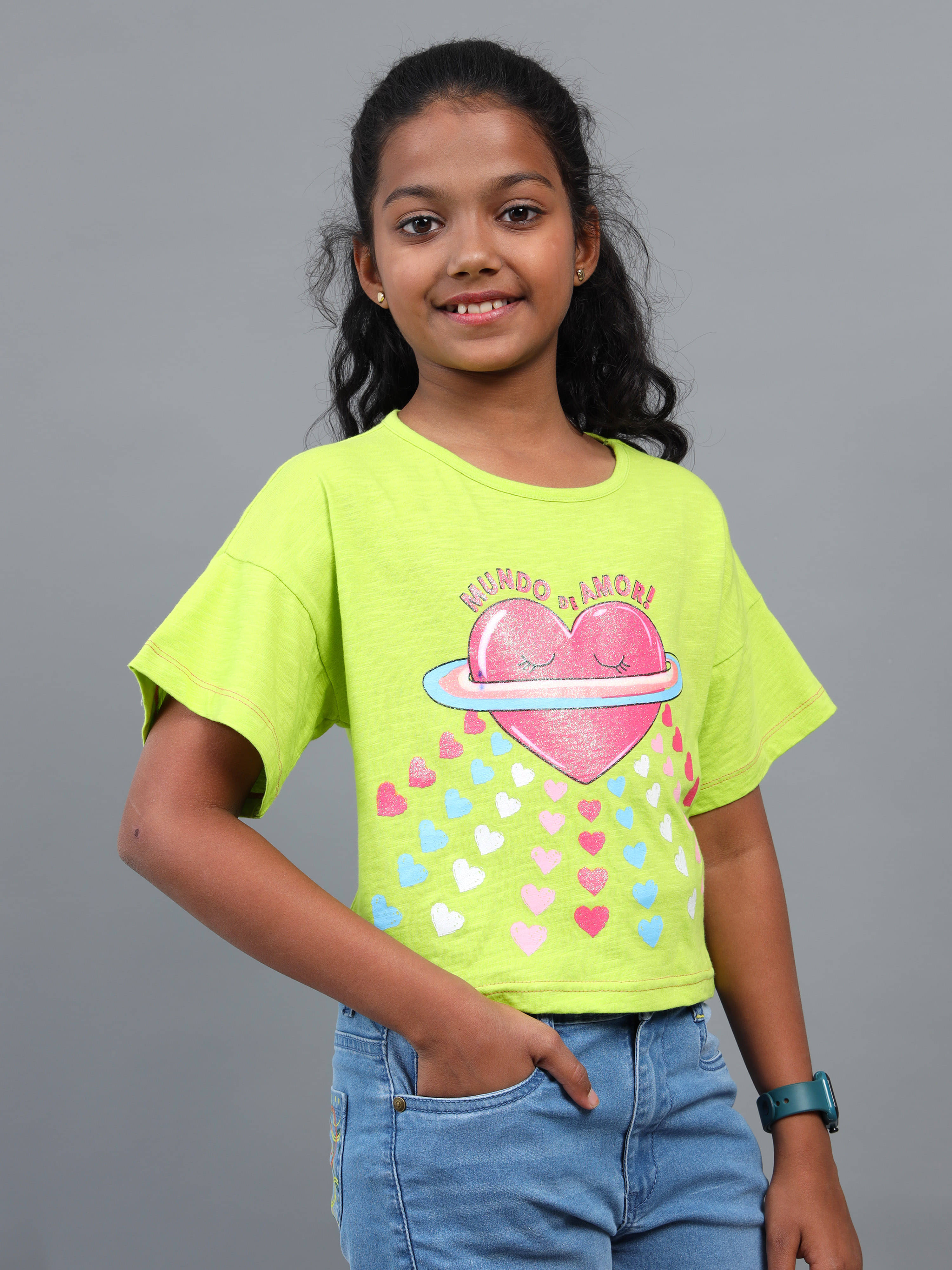     			Under Fourteen Only Pack of 1 Girls Cotton T-Shirt ( Green )