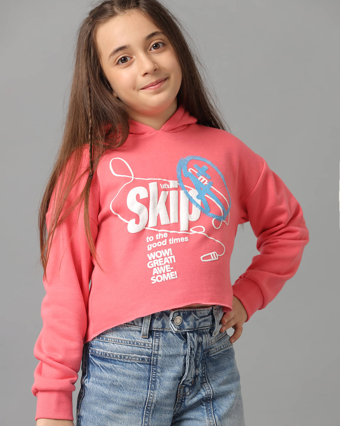     			Under Fourteen Only Pack of 1 Girls Fleece Sweatshirt ( Pink )