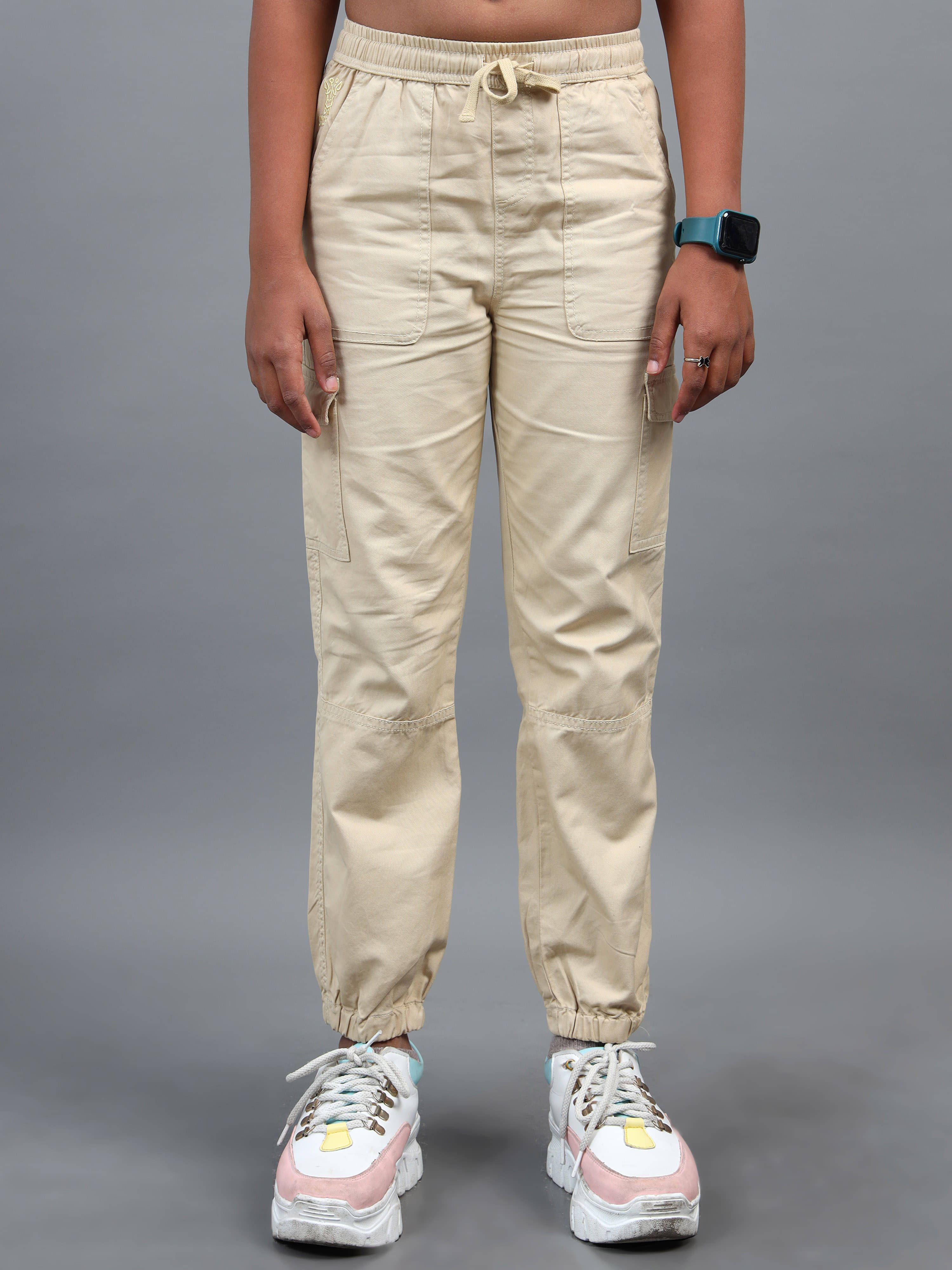     			Under Fourteen Only Pack of 1 Girls Cotton Pants ( Beige )