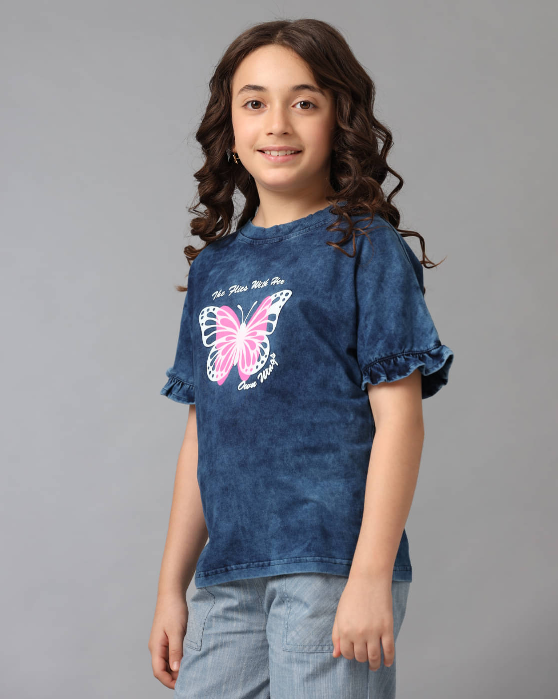     			Under Fourteen Only Pack of 1 Girls Cotton T-Shirt ( Blue )