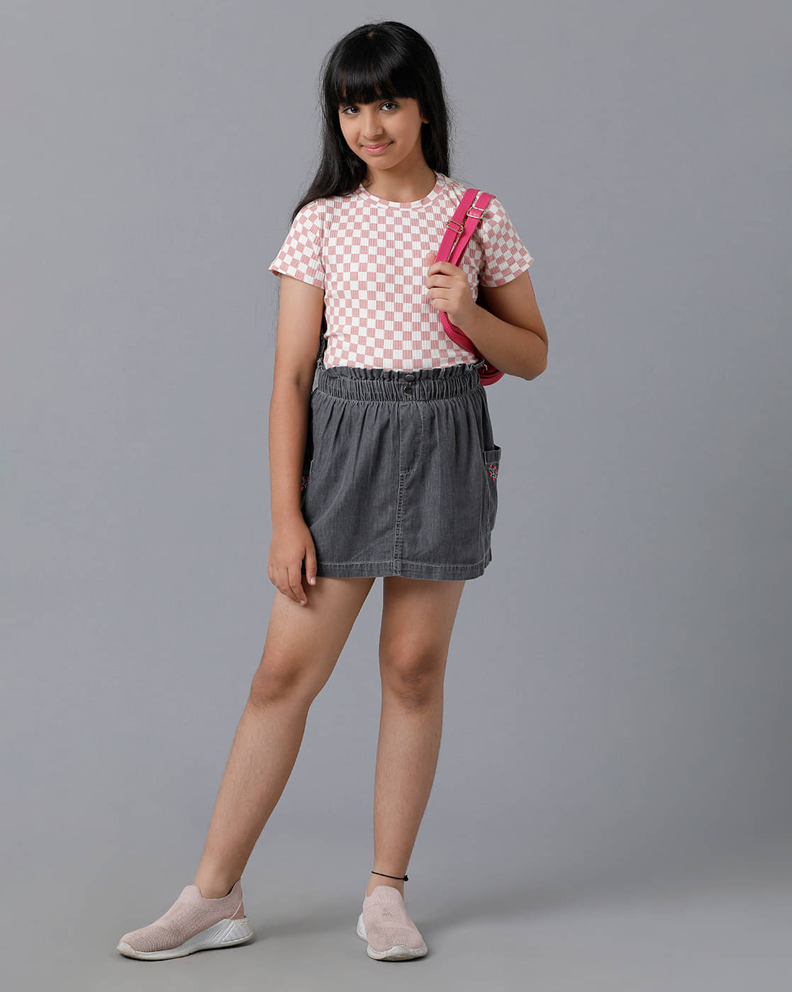     			Under Fourteen Only Pack of 1 Girls Denim Skirts ( Grey )