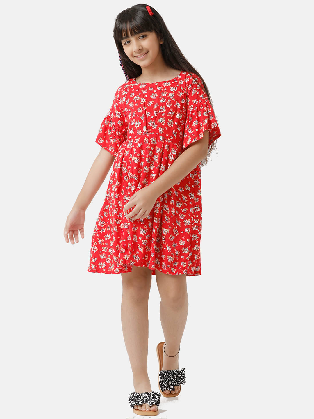 Under Fourteen Only Rayon Dress For Girls ( Pack of 1 , Red ) Under Fourteen Only Rayon Dress For Girls ( Pack of 1 , Red )