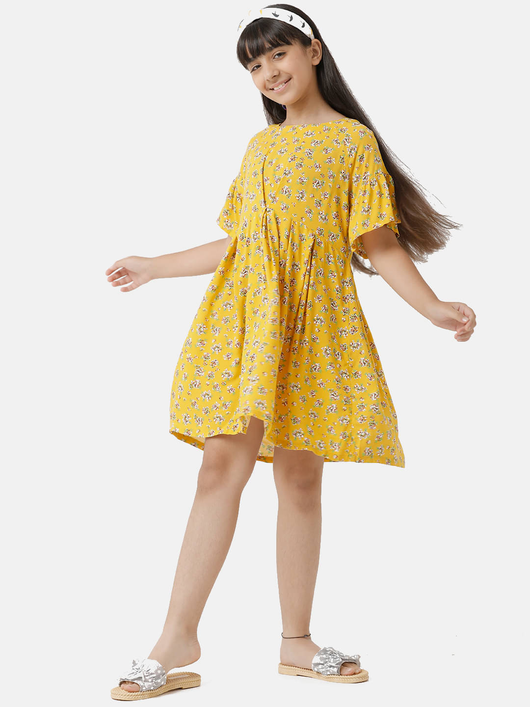 Under Fourteen Only Rayon Dress For Girls ( Pack of 1 , Yellow ) Under Fourteen Only Rayon Dress For Girls ( Pack of 1 , Yellow )