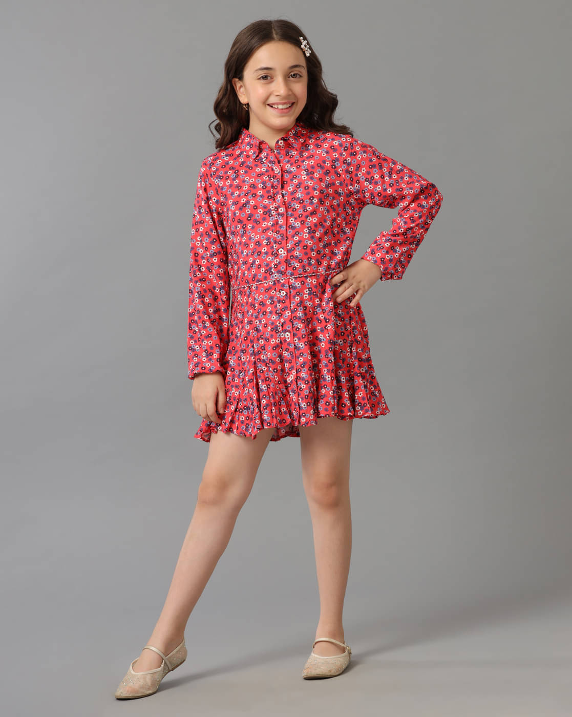 Under Fourteen Only Rayon Dress For Girls ( Pack of 1 , Coral )     			Under Fourteen Only Rayon Dress For Girls ( Pack of 1 , Coral )