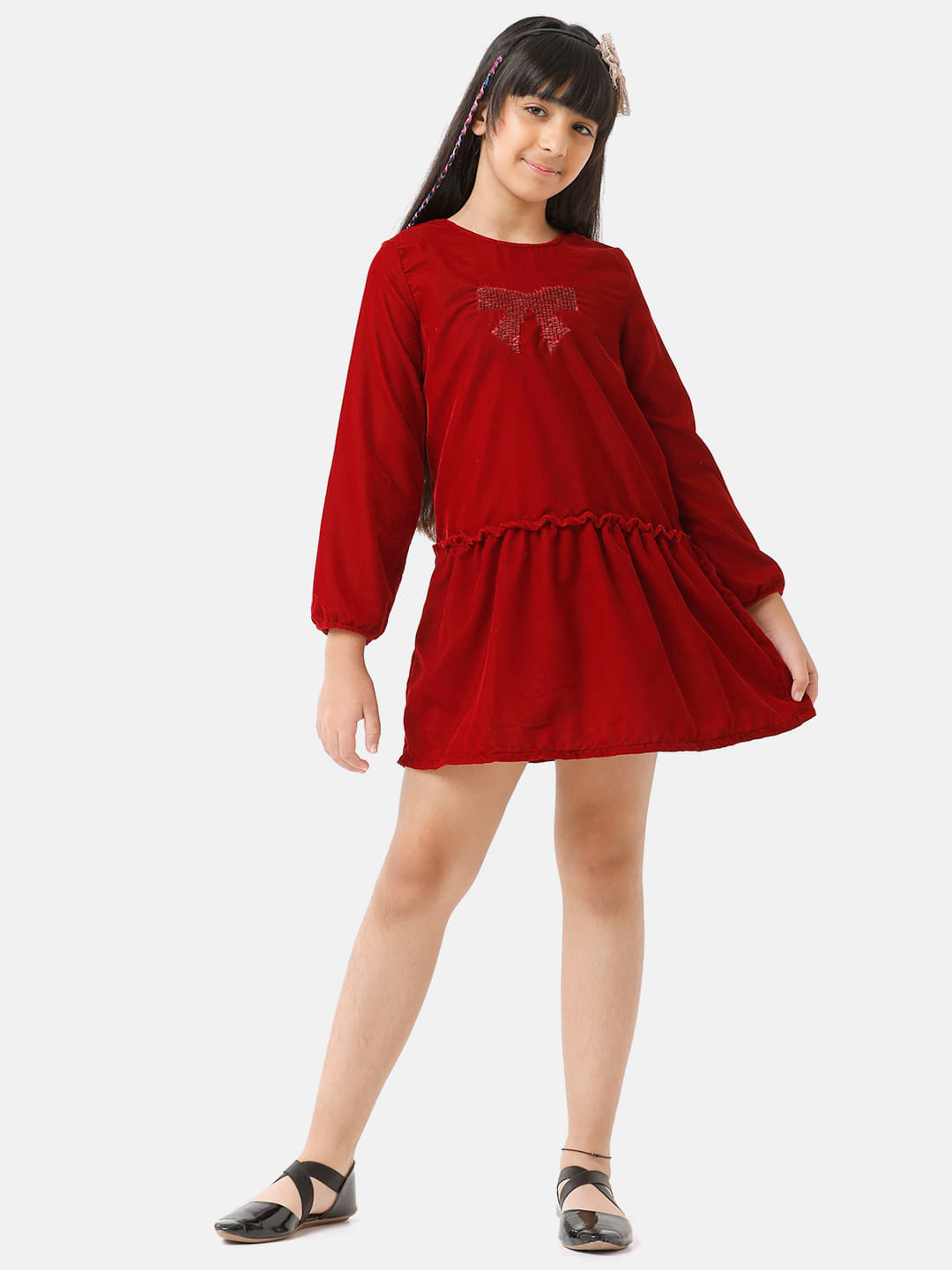     			Under Fourteen Only Velvet Dress For Girls ( Pack of 1 , Maroon )