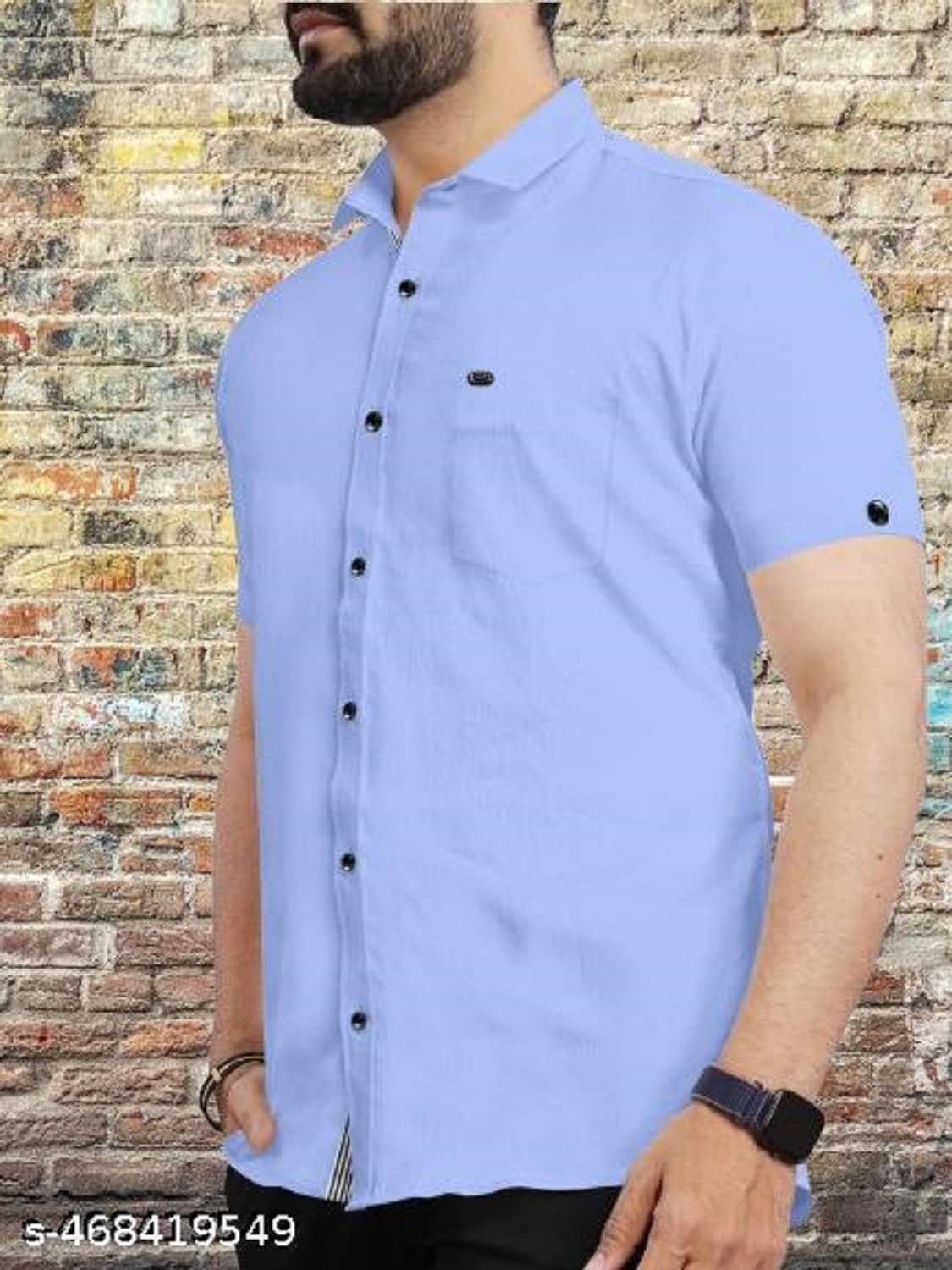 V J Brothors Cotton Blend Regular Fit Half Sleeves Men's Formal Shirt - Light Blue ( Pack of 1 ) V J Brothors Cotton Blend Regular Fit Half Sleeves Men's Formal Shirt - Light Blue ( Pack of 1 )