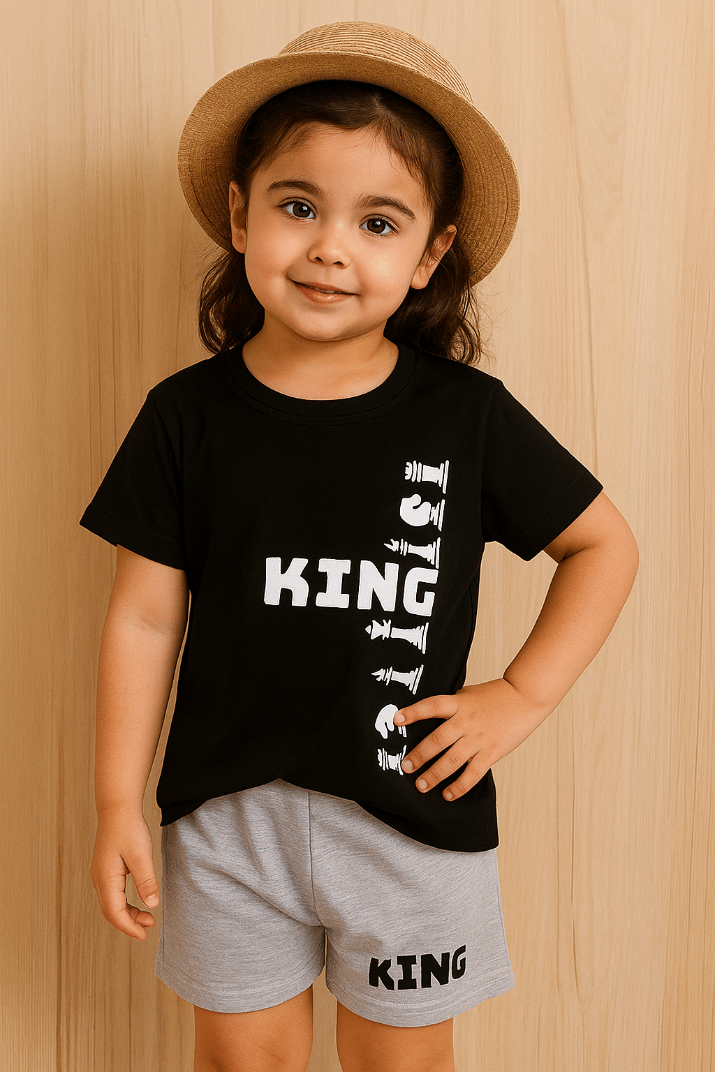     			WESEVEN Pack of 1 Girls Cotton Blend T-shirt & Shorts ( Gray )